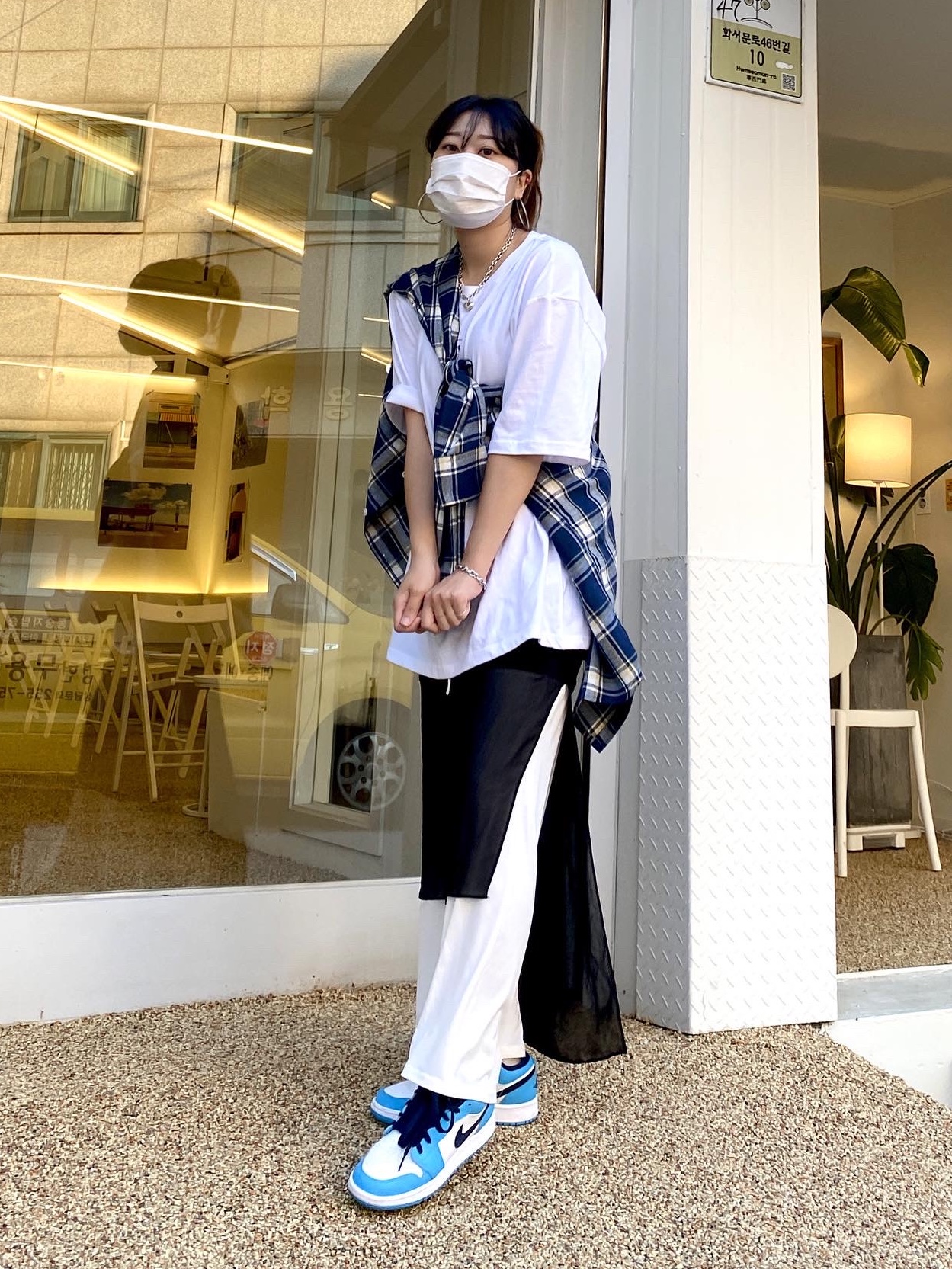 (GS) Jordan 1 Low Dark Powder Blue 착용 스타일 - 4