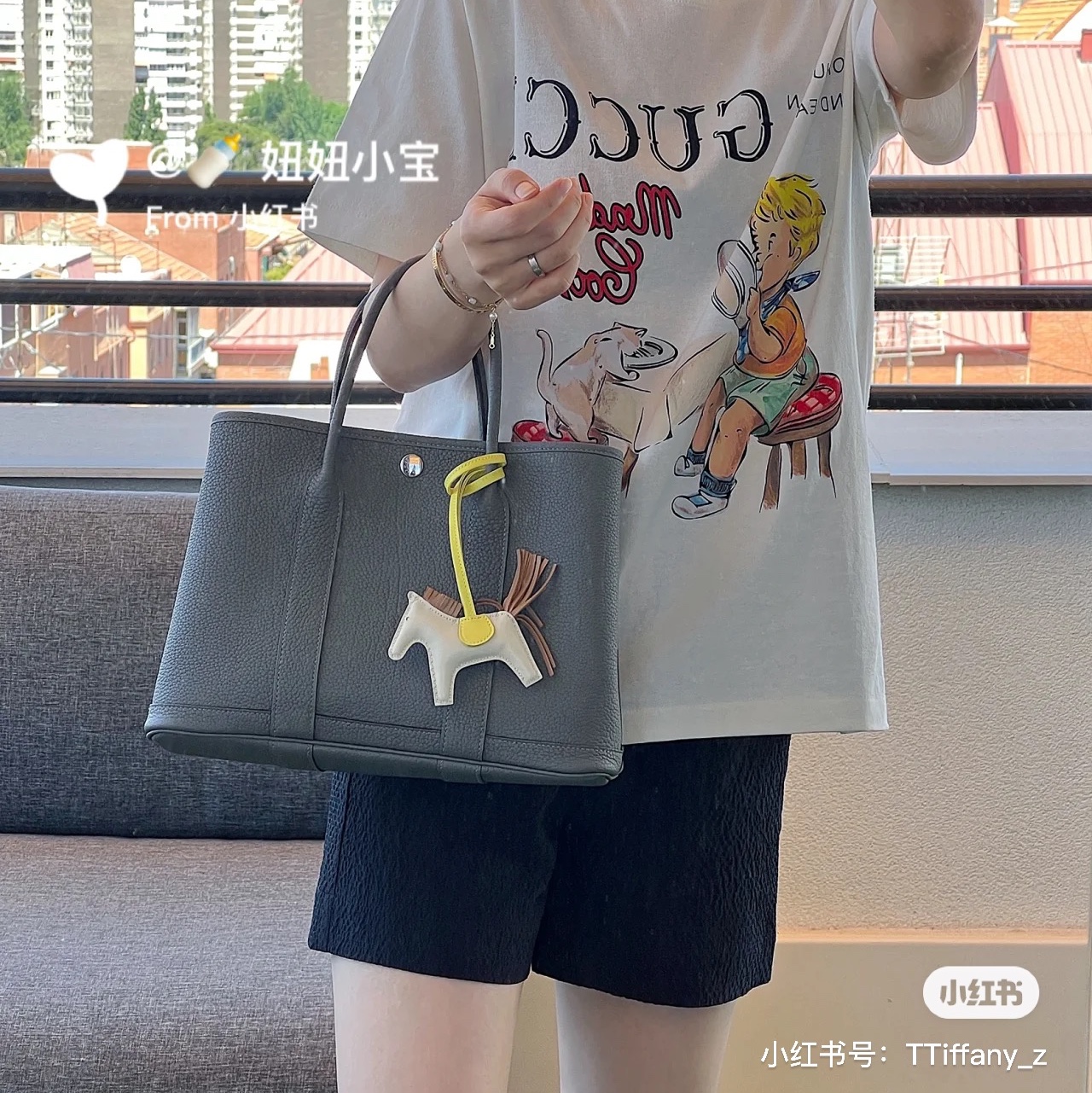 Hermes Garden Party 36 Bag Negonda & Palladium Gris Meyer 착용 스타일 - 1