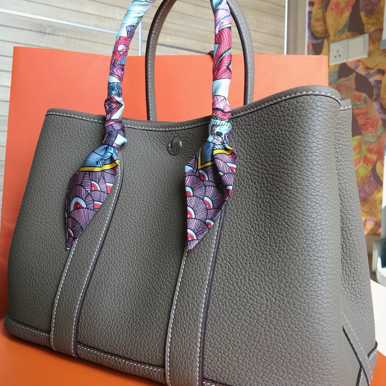 Hermes Garden Party 36 Bag Negonda & Palladium Gris Meyer 착용 스타일 - 2
