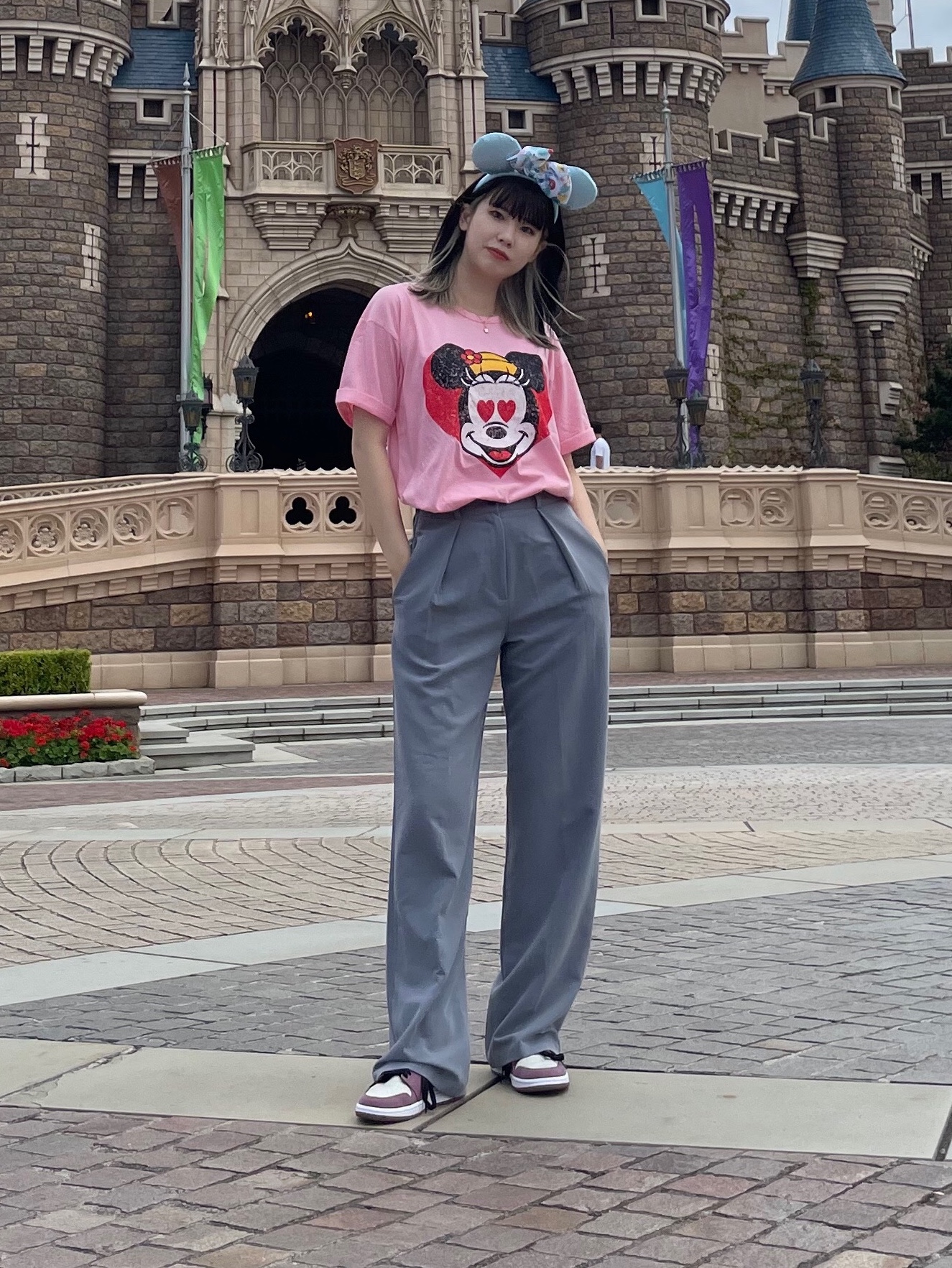 (W) Jordan 1 Mid SE Light Mulberry 착용 스타일 - 1