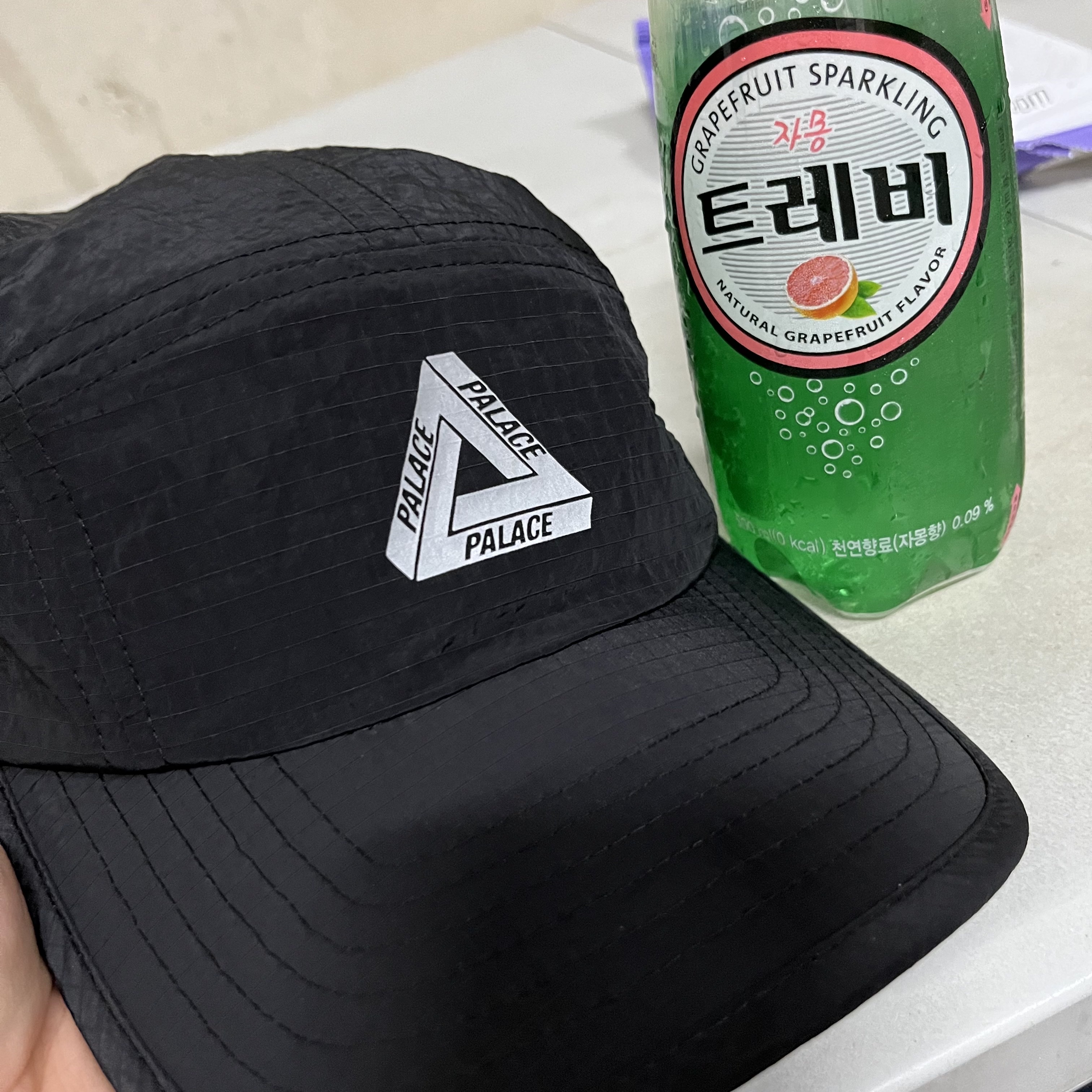 Palace Cripstop Grid 4G Cap Black - 22SS 착용 스타일