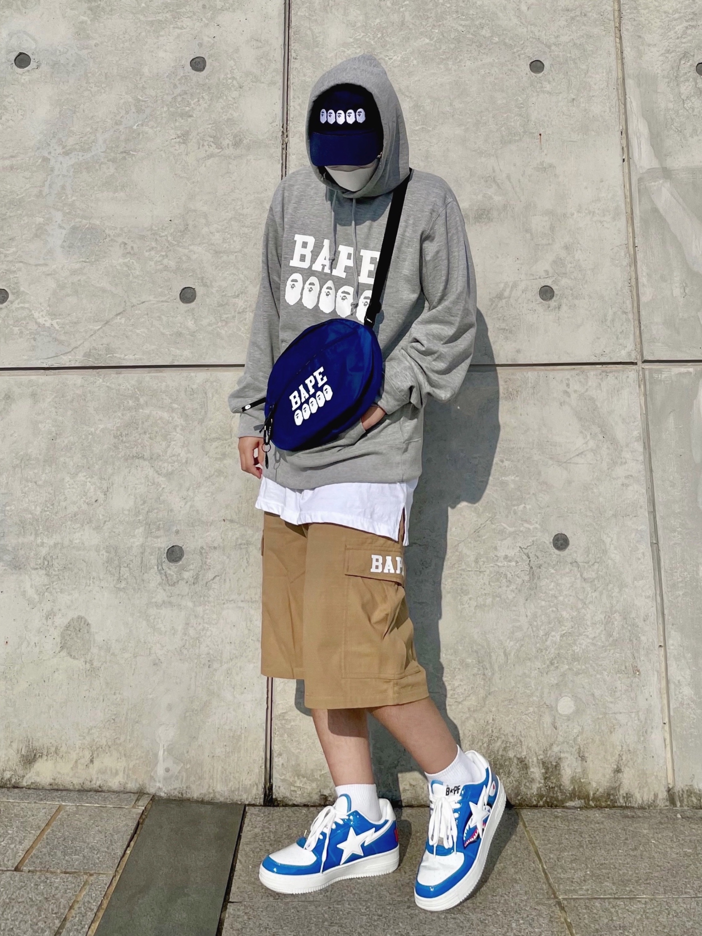 BAPE Bape Sta Low Color Block Shark Blue 착용 스타일 - 1