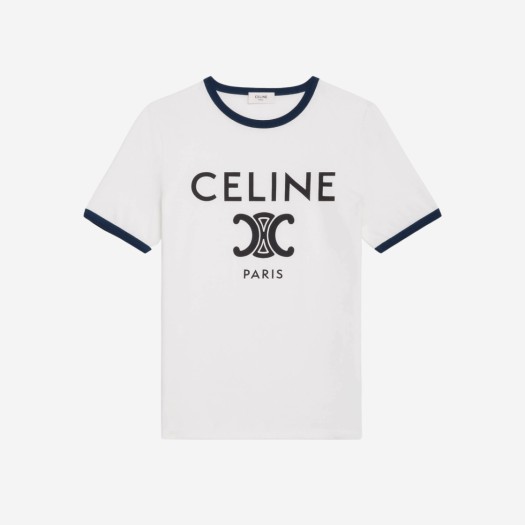 (W) 셀린느 코튼 저지 트리옴페 티셔츠 오프 화이트 네이비 블랙
