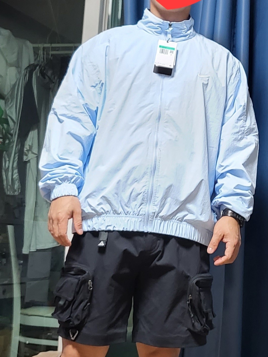 Nike ACG Cargo Shorts Black - US/EU, Nike NRG Solo Swoosh Woven Track Jacket Celestine Blue - Asia 착용 스타일 - 2