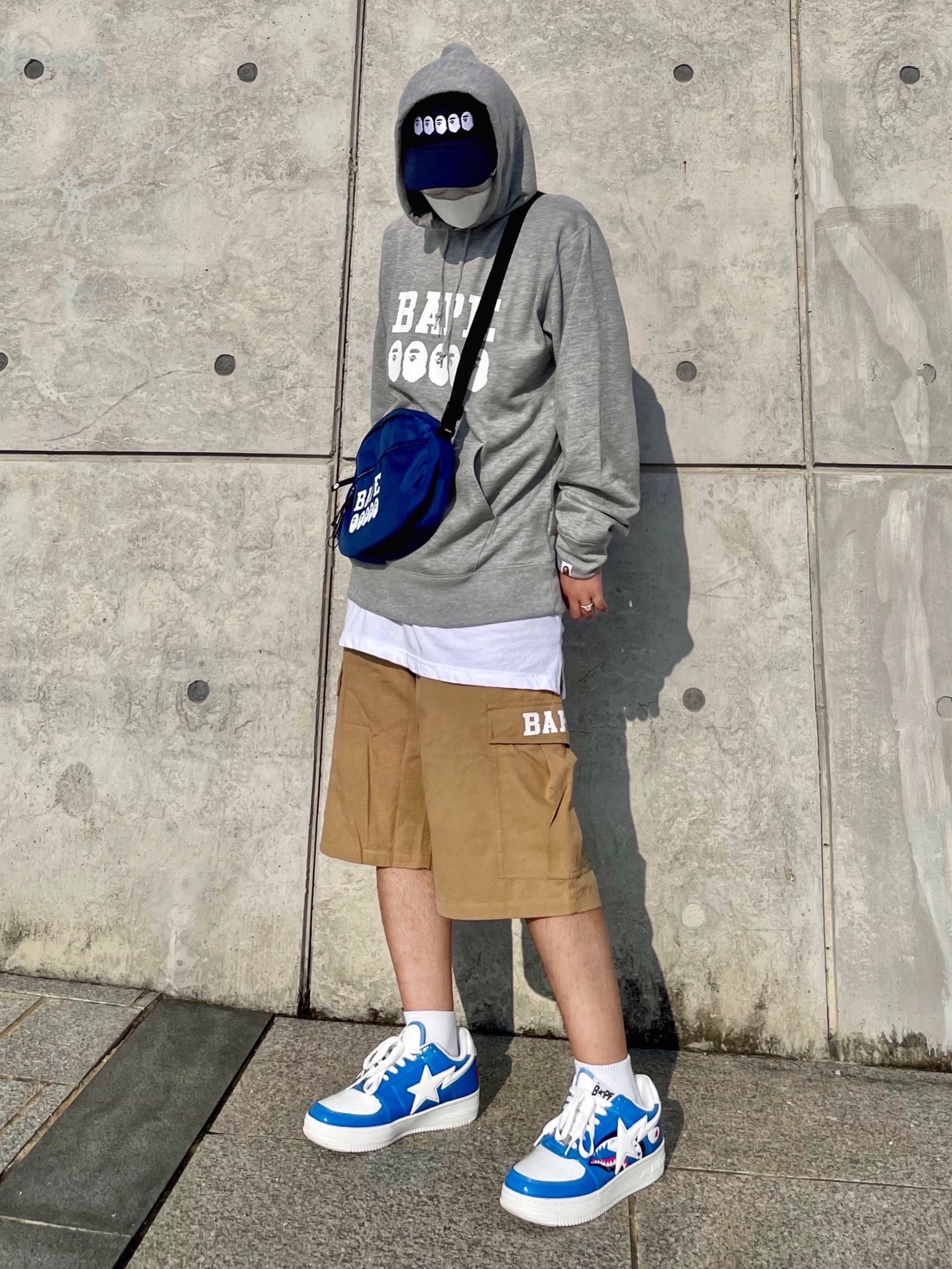 BAPE Bape Sta Low Color Block Shark Blue 착용 스타일 - 2