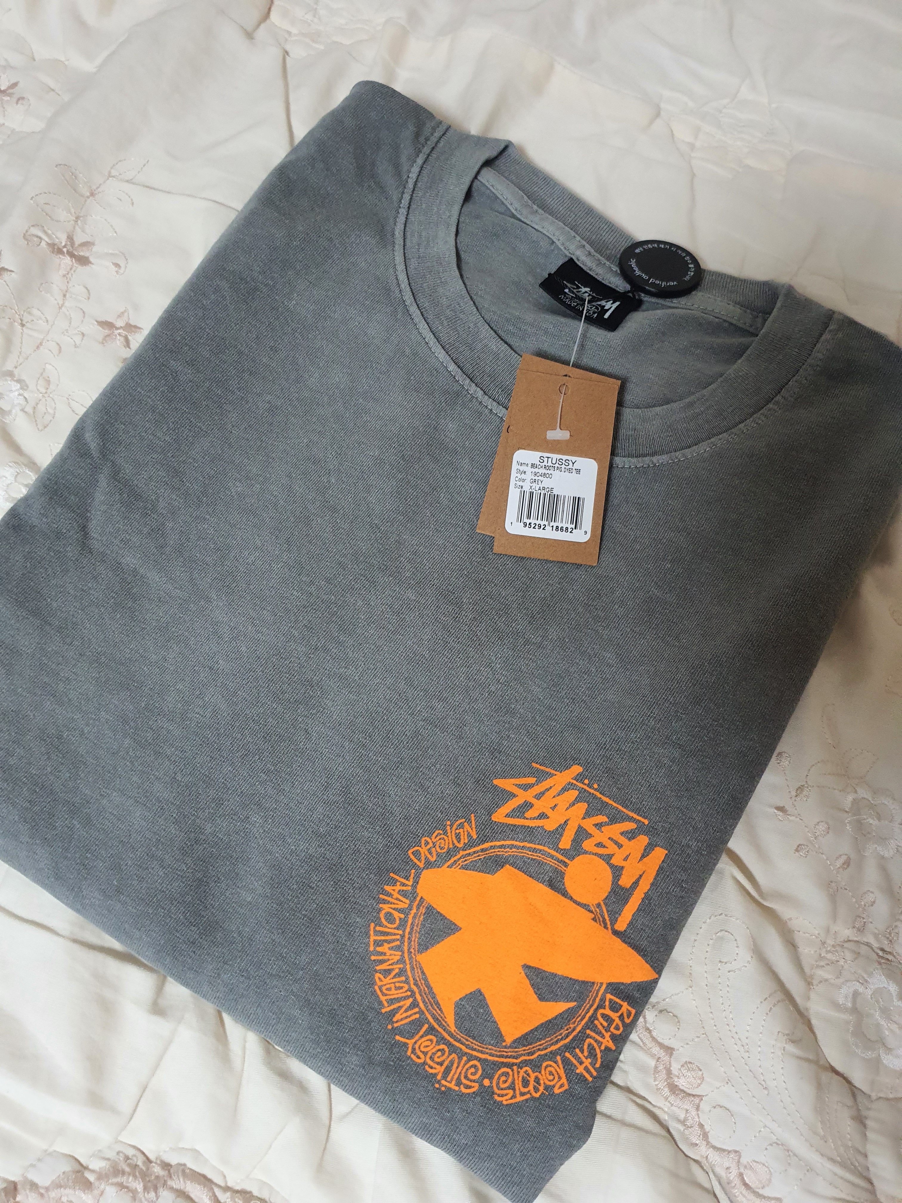 Stussy Beach Roots T-Shirt Grey 착용 스타일 - 1