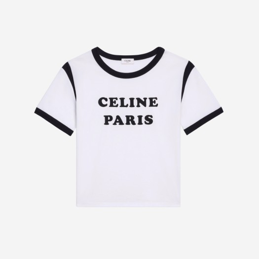 (W) 셀린느 코튼 저지 파리 박시 티셔츠 에크루 블랙