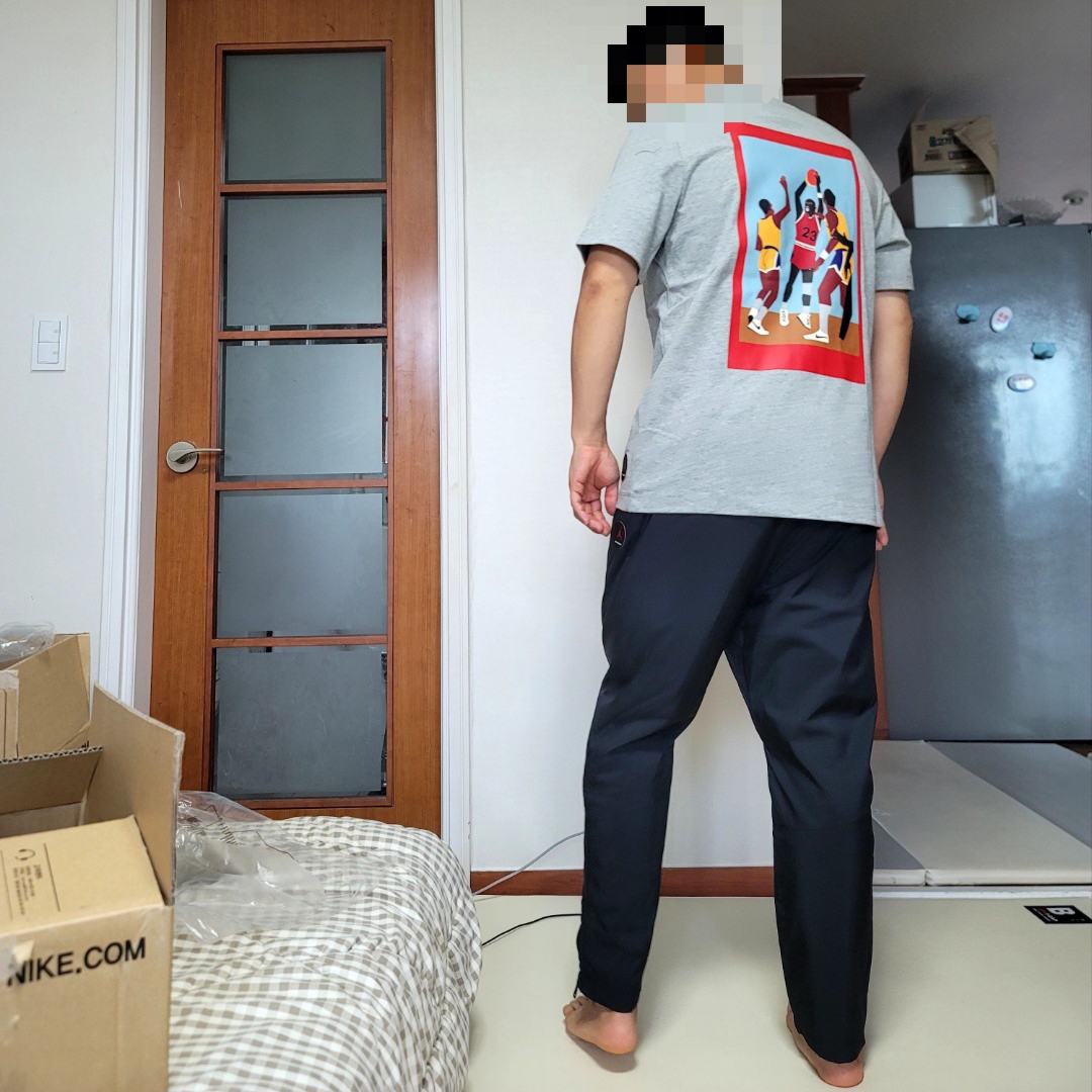 (W) Jordan x Nina Chanel Abney SRT Pants Black - Asia, (W) Jordan x Nina Chanel Abney SRT T-Shirt Grey - Asia 착용 스타일