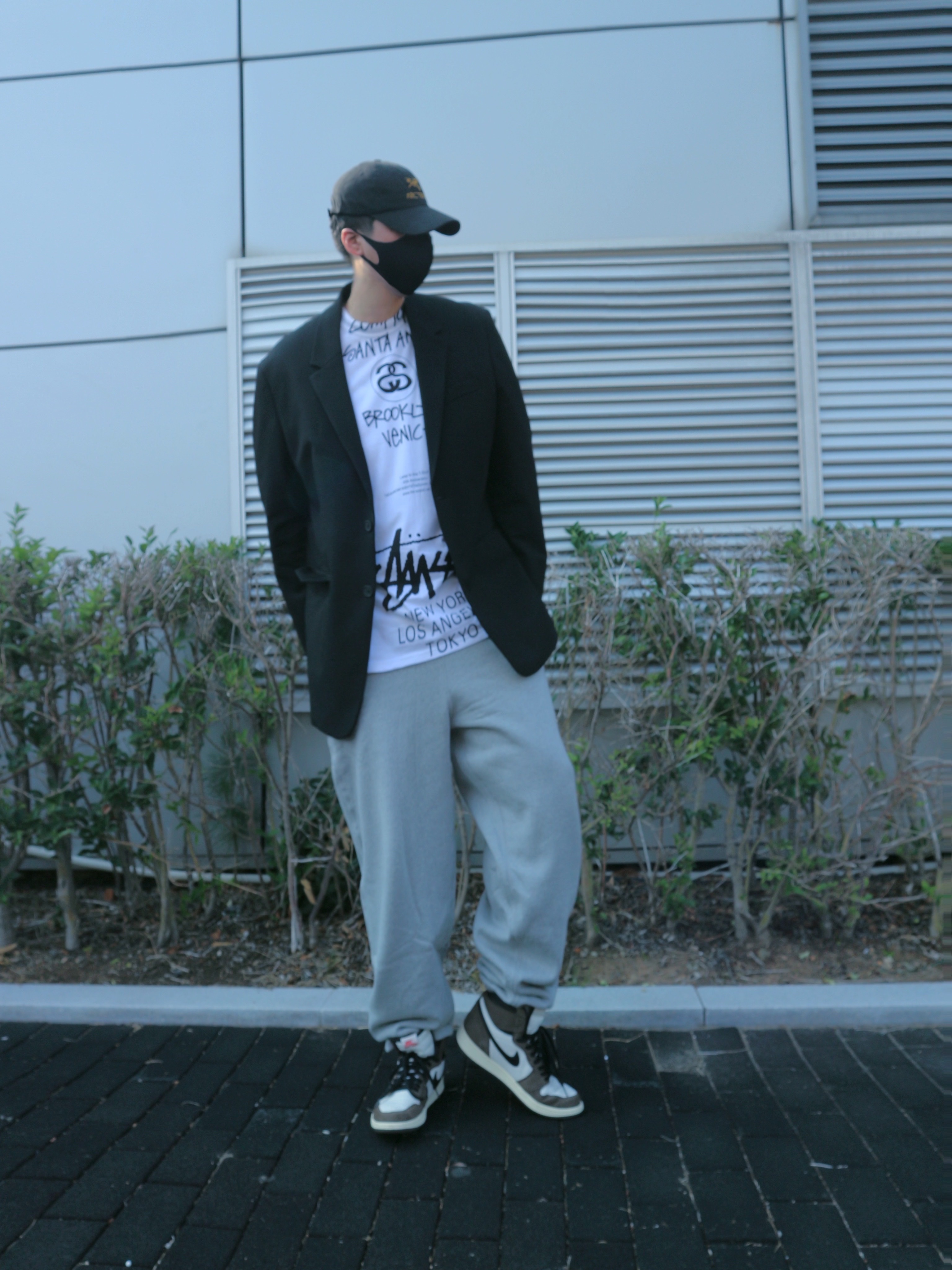 Nike x Stussy NRG RA Fleece Pants Dark Grey Heather (DJ9490-063) 착용 스타일