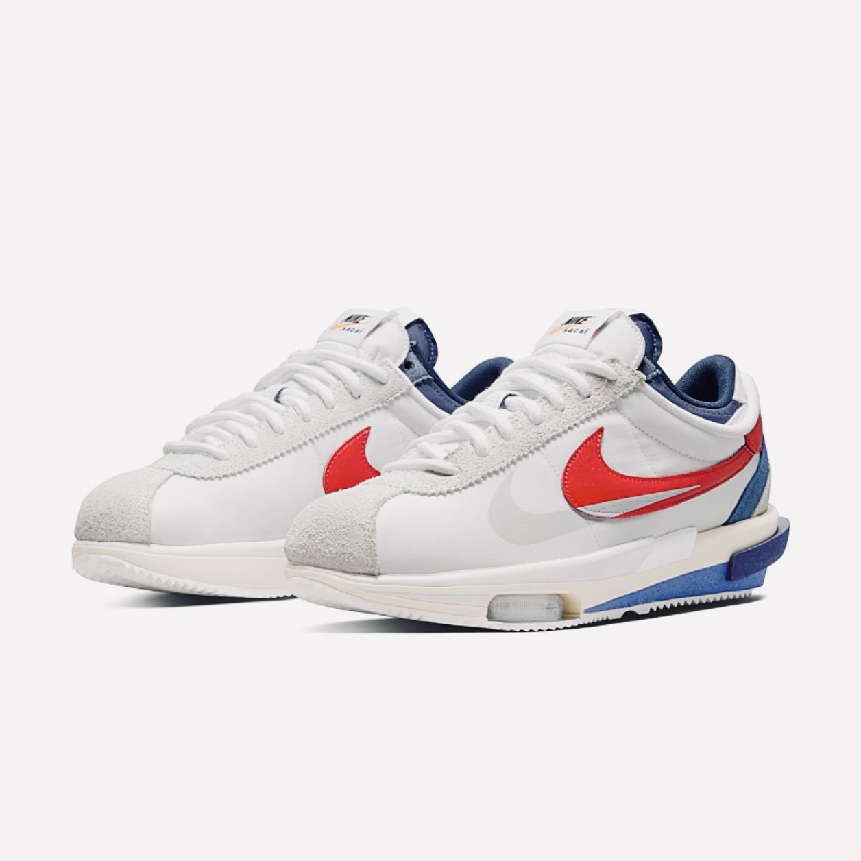 Nike x Sacai Zoom Cortez SP White and University Red, Nike Classic Cortez Forrest Gump 2017 착용 스타일 - 2