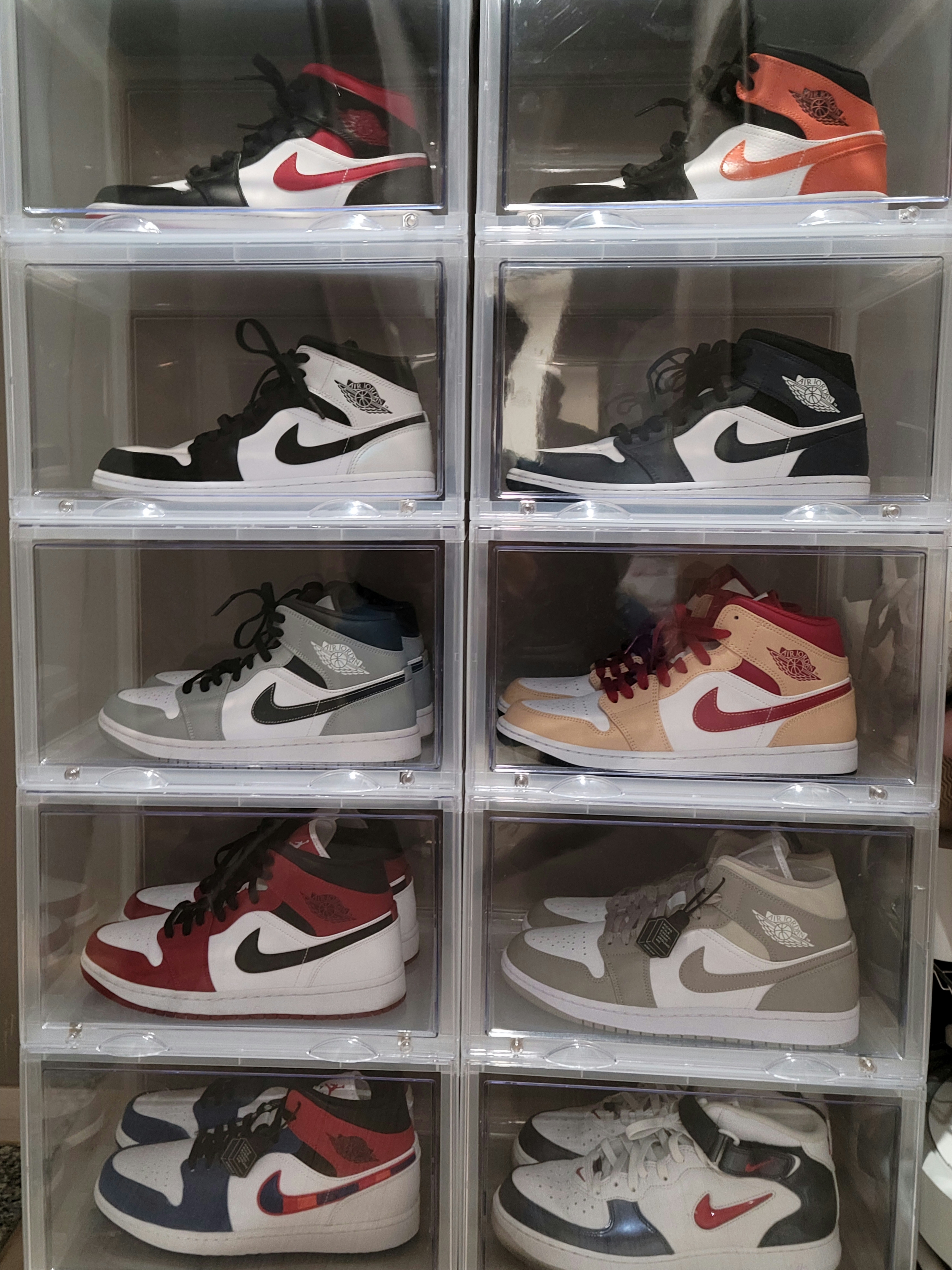 Jordan 1 Mid Gym Red Black White, Jordan 1 Mid SE Diamond 착용 스타일