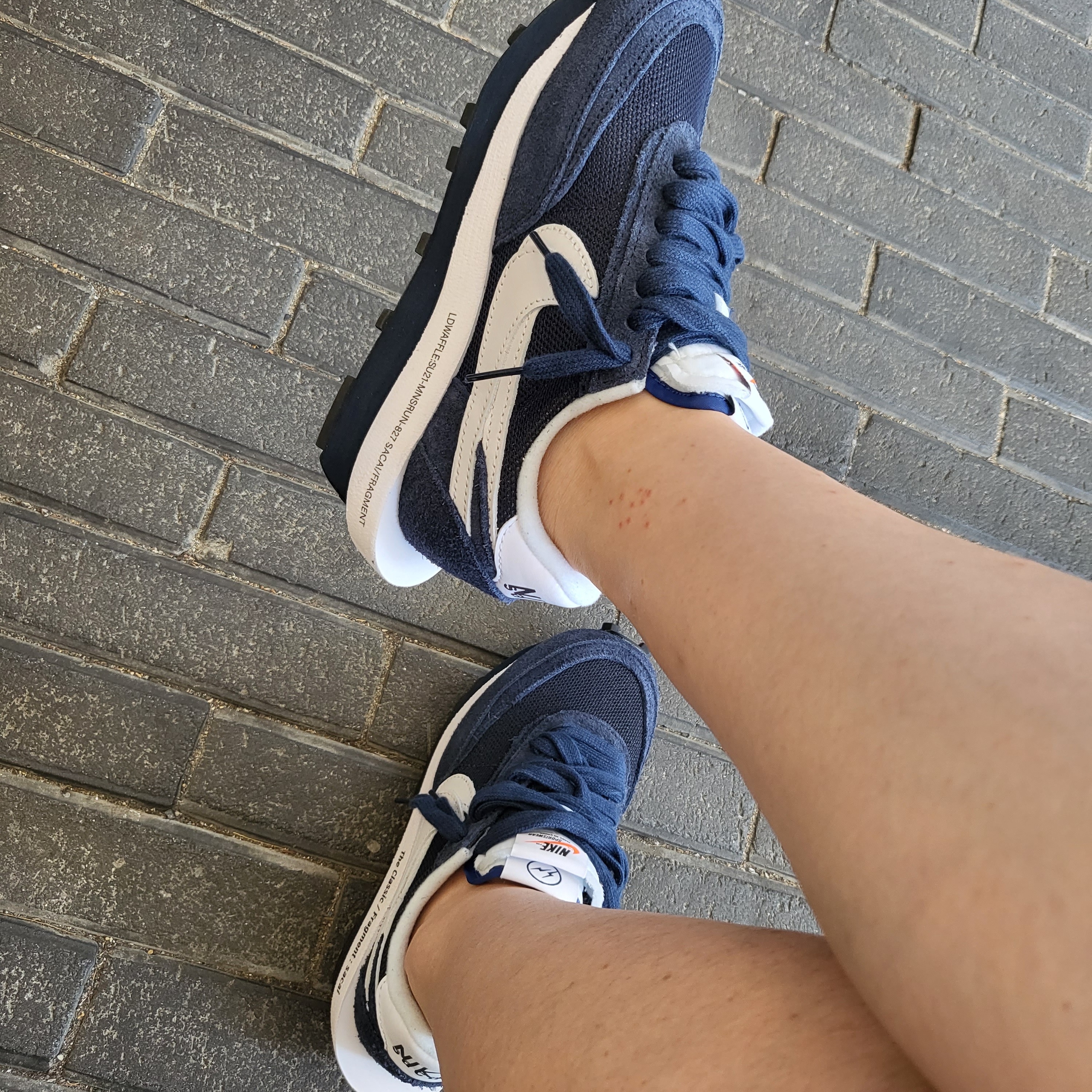 Nike x Sacai x Fragment LDWaffle Blackened Blue 착용 스타일 - 1