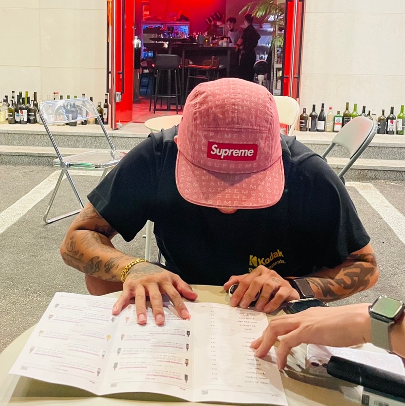 Supreme Circles Jacquard Denim Camp Cap Pink - 21FW 착용 스타일