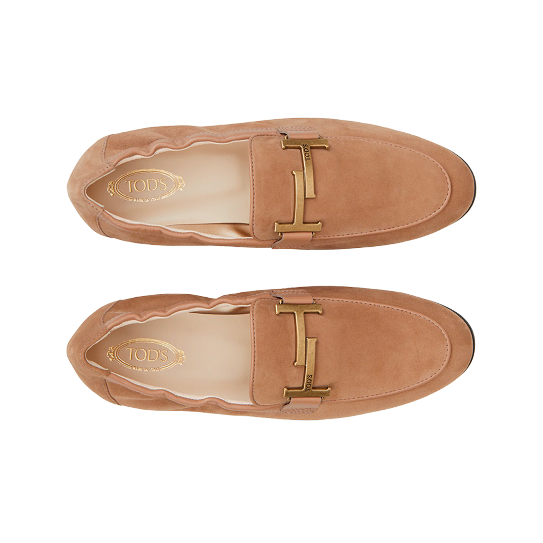 (W) 토즈 더블 T 스웨이드 로퍼 베이지((W) Tod's Double T Suede Loafers Beige) - 2
