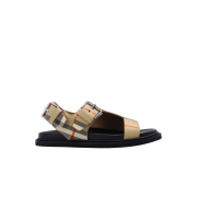 (Kids) Burberry Vintage Check Leather Buckle Sandal Archive Beige