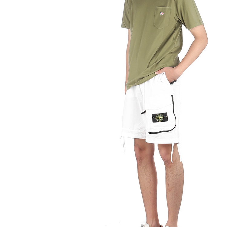 Stone Island L0703 Stretch Cotton Tela Paracadute Garment Dyed Bermuda Shorts White - 22SS 착용 스타일 - 2