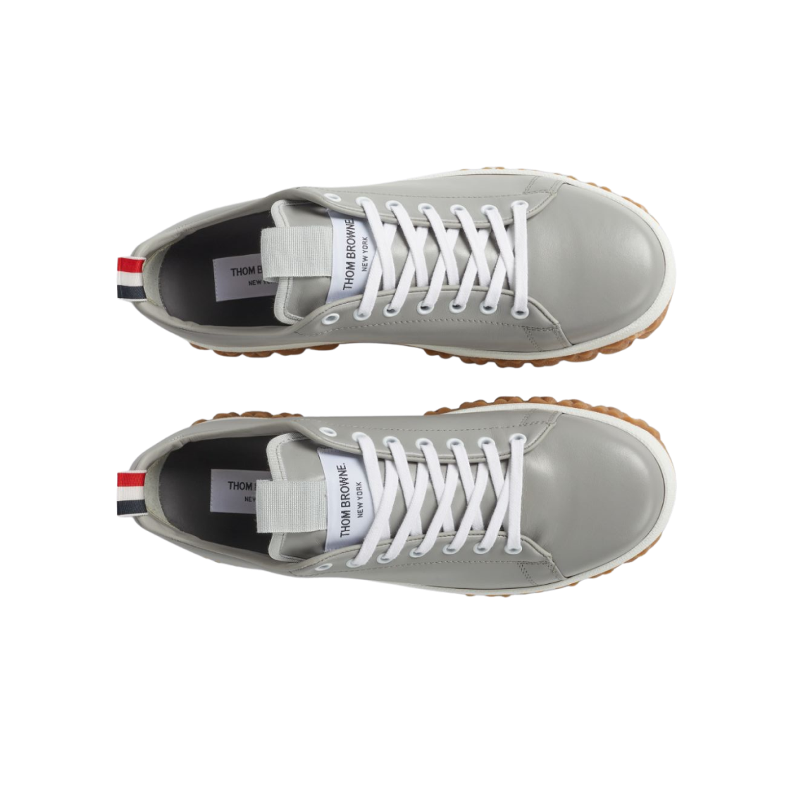 톰브라운 비텔로 카프 레더 케이블 니트 솔 코트 스니커즈 미디움 그레이(Thom Browne Vitello Calf Leather Cable Knit Sole Court Sneakers Medium Grey) - 2