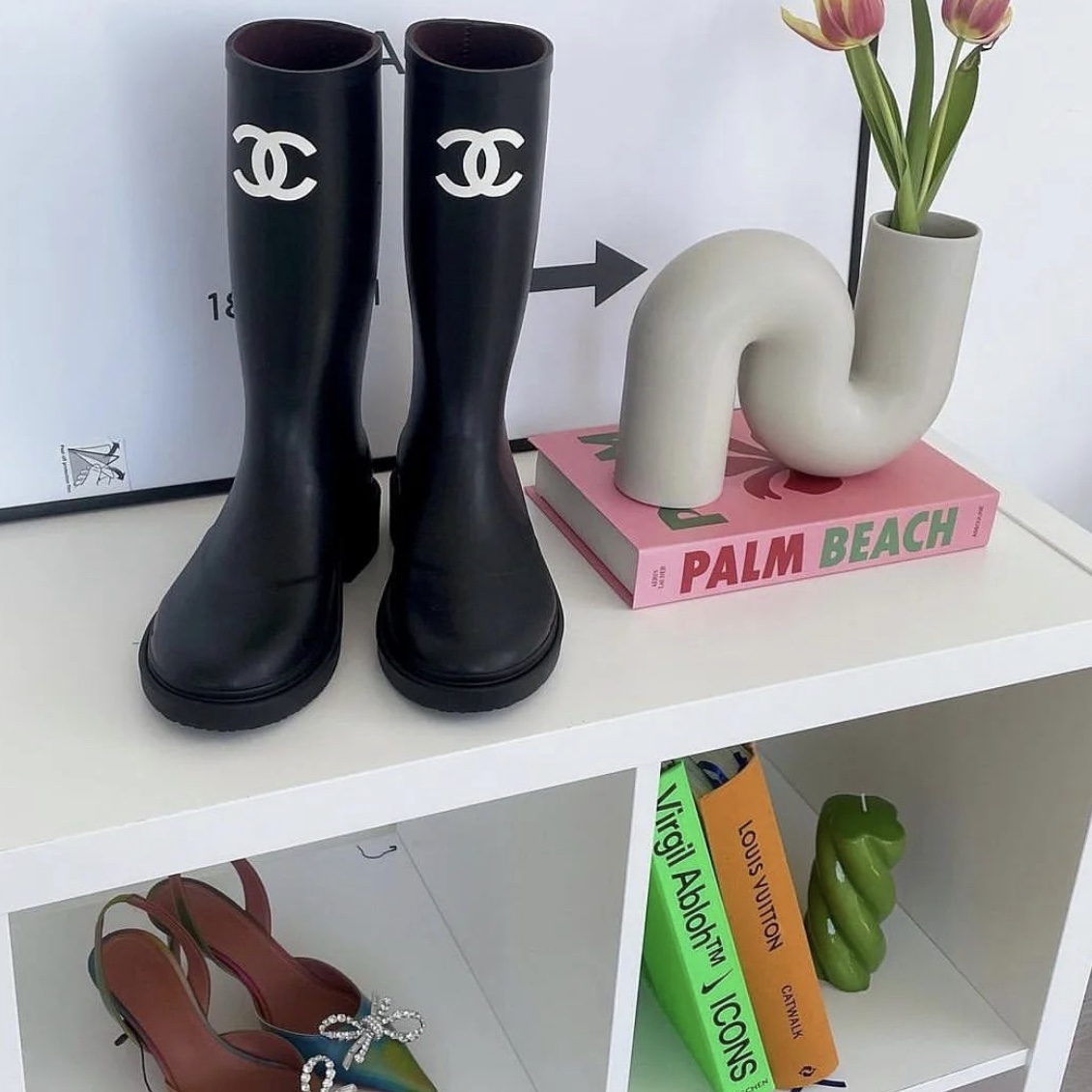 (W) Chanel Boots Caoutchouc & Black 착용 스타일