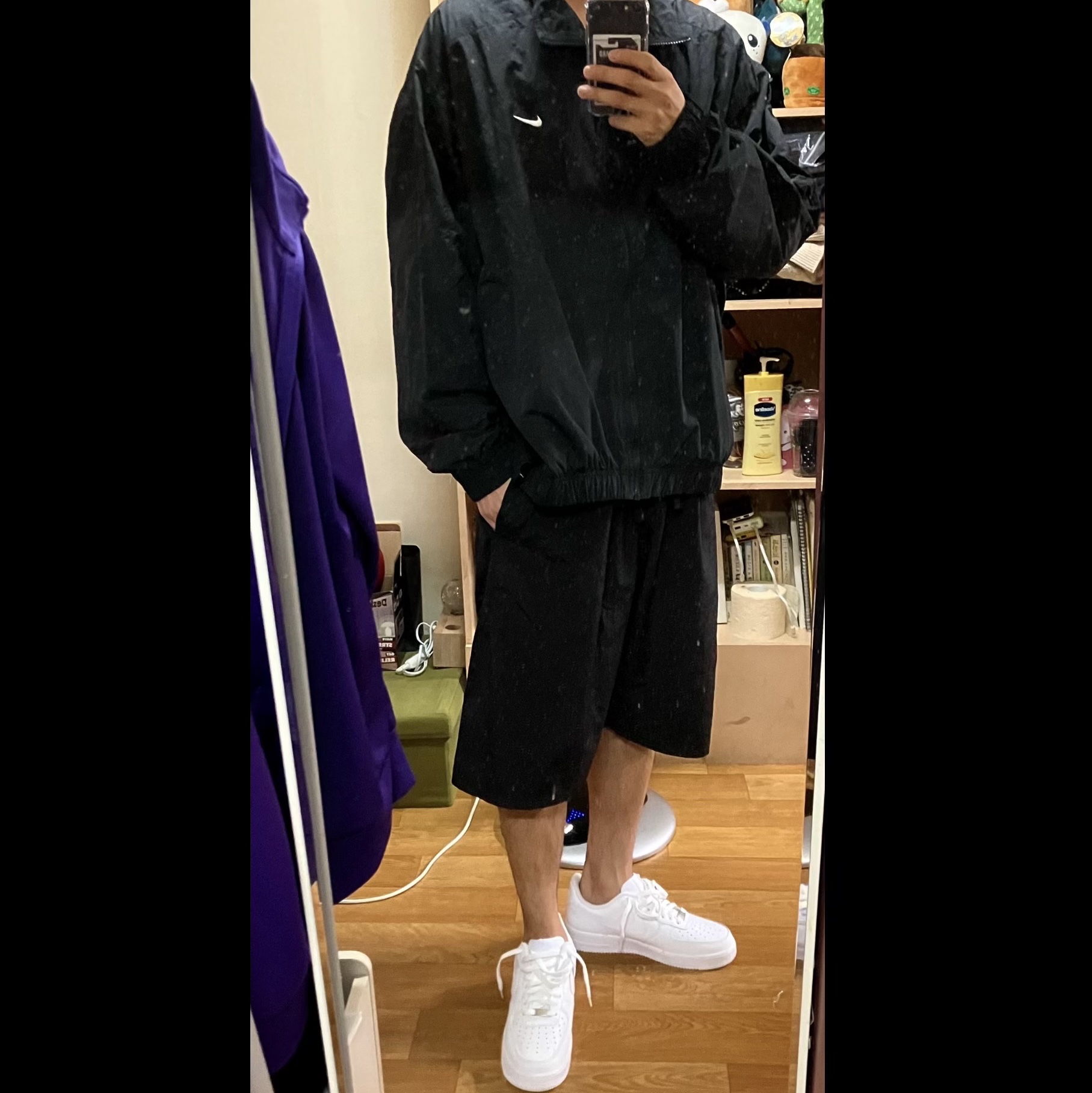 Nike NRG Solo Swoosh Woven Track Jacket Black - Asia 착용 스타일