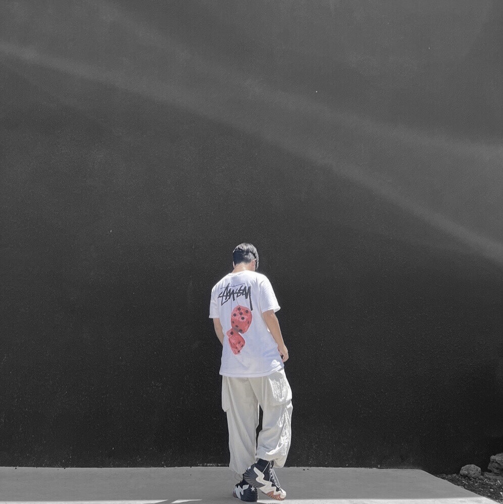 Converse Run Star Motion High Black, Stussy Fuzzy Dice T-Shirt White 착용 스타일