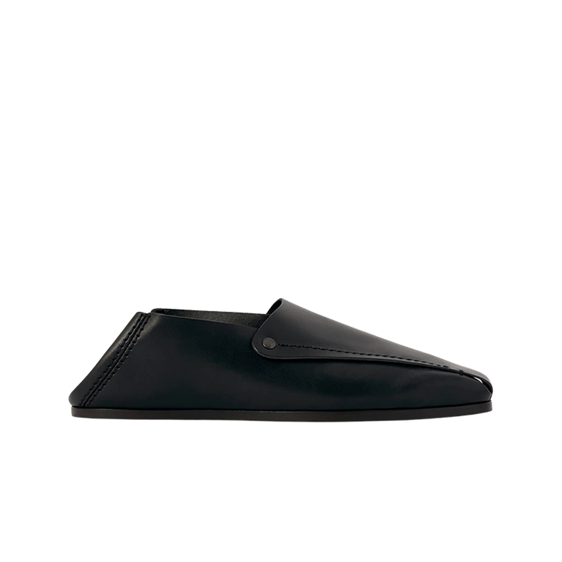 FO319-LL196-999 Lemaire Folded Mules Vegetable Tanned Leather Black