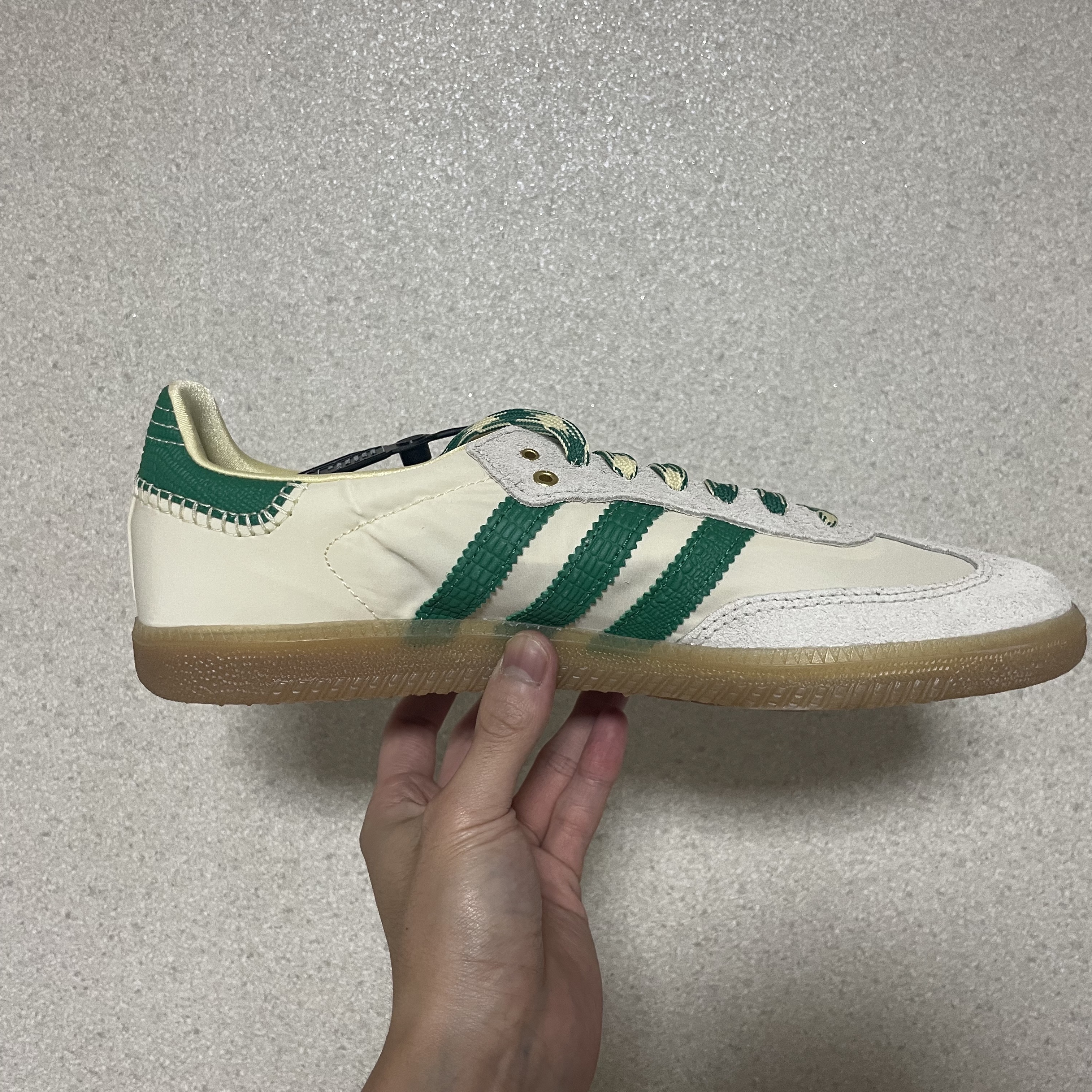 Adidas x Wales Bonner Samba Cream Green 착용 스타일 - 2