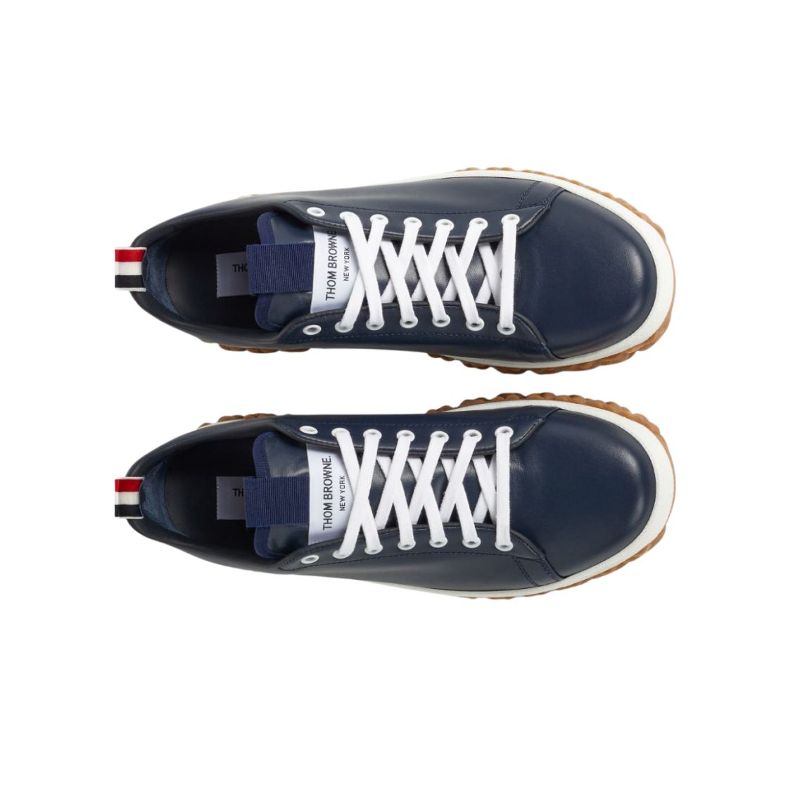 톰브라운 비텔로 카프 레더 케이블 니트 솔 코트 스니커즈 네이비(Thom Browne Vitello Calf Leather Cable Knit Sole Court Sneakers Navy) - 2