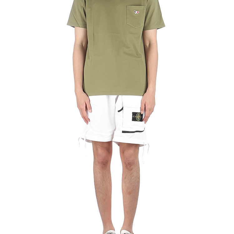 Stone Island L0703 Stretch Cotton Tela Paracadute Garment Dyed Bermuda Shorts White - 22SS 착용 스타일 - 1