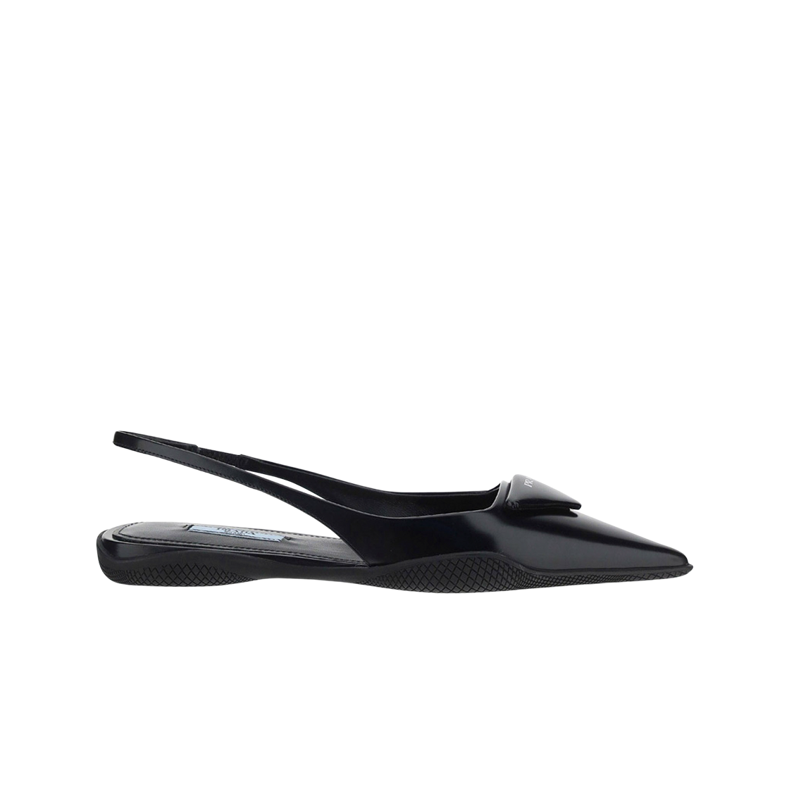 (W) 프라다 브러쉬드 레더 슬링백 발레리나 블랙((W) Prada Brushed Leather Slingback Ballerinas Black) - 1