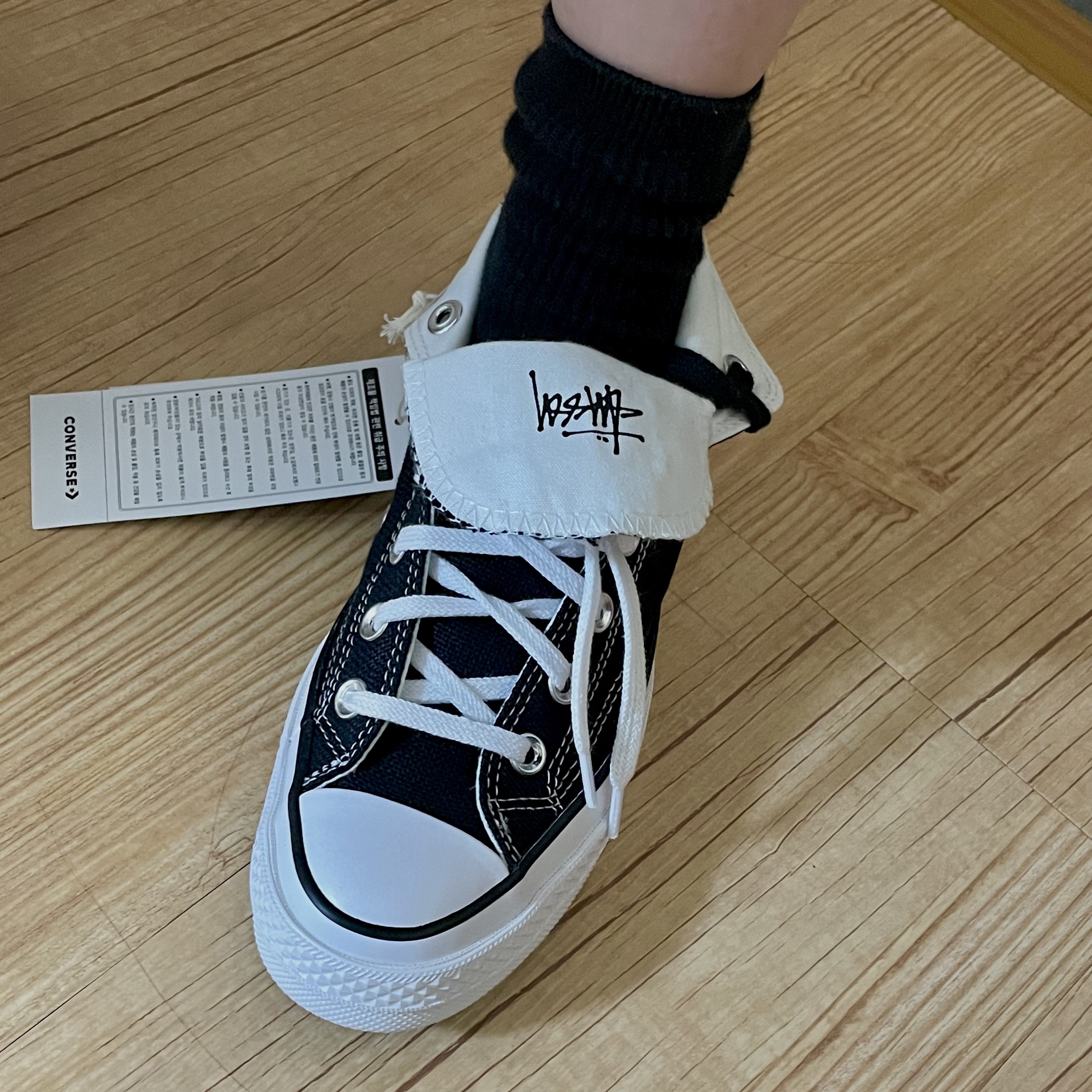 Converse x Stussy Chuck 70 High Black 착용 스타일