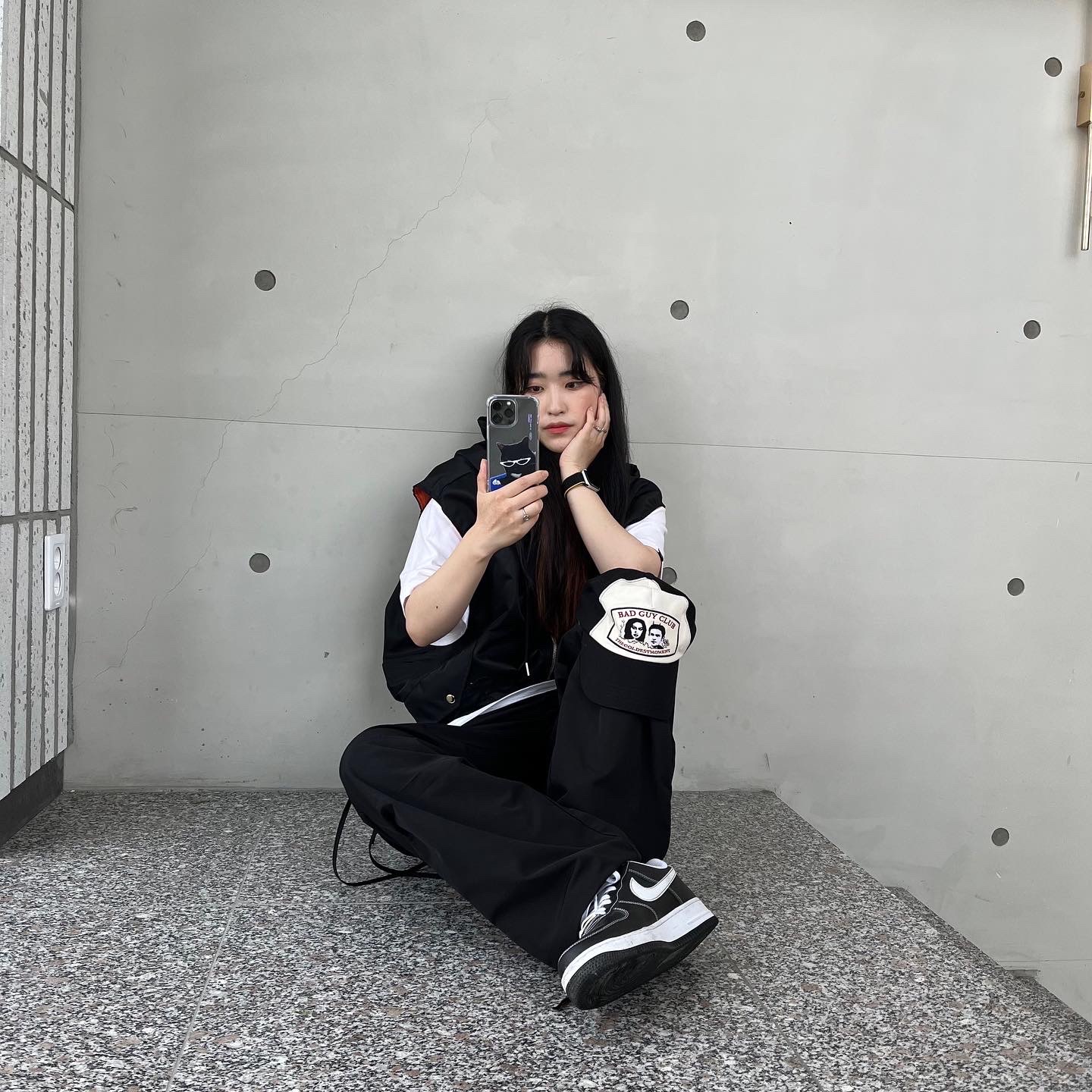 Nike Air Force 1 '07 First Use Black White 착용 스타일