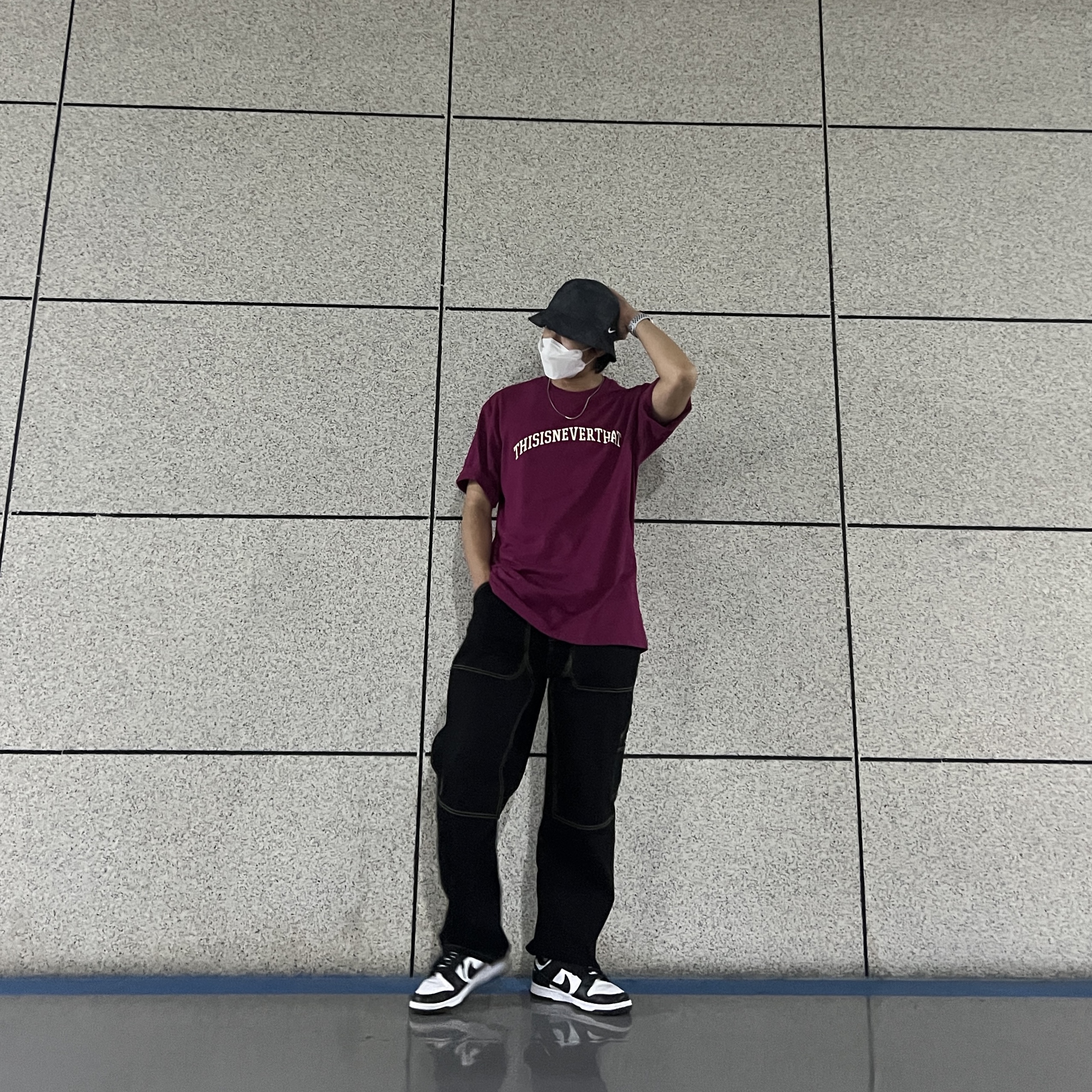 Nike NRG Bucket Hat Black, Nike Dunk Low Retro Black 착용 스타일