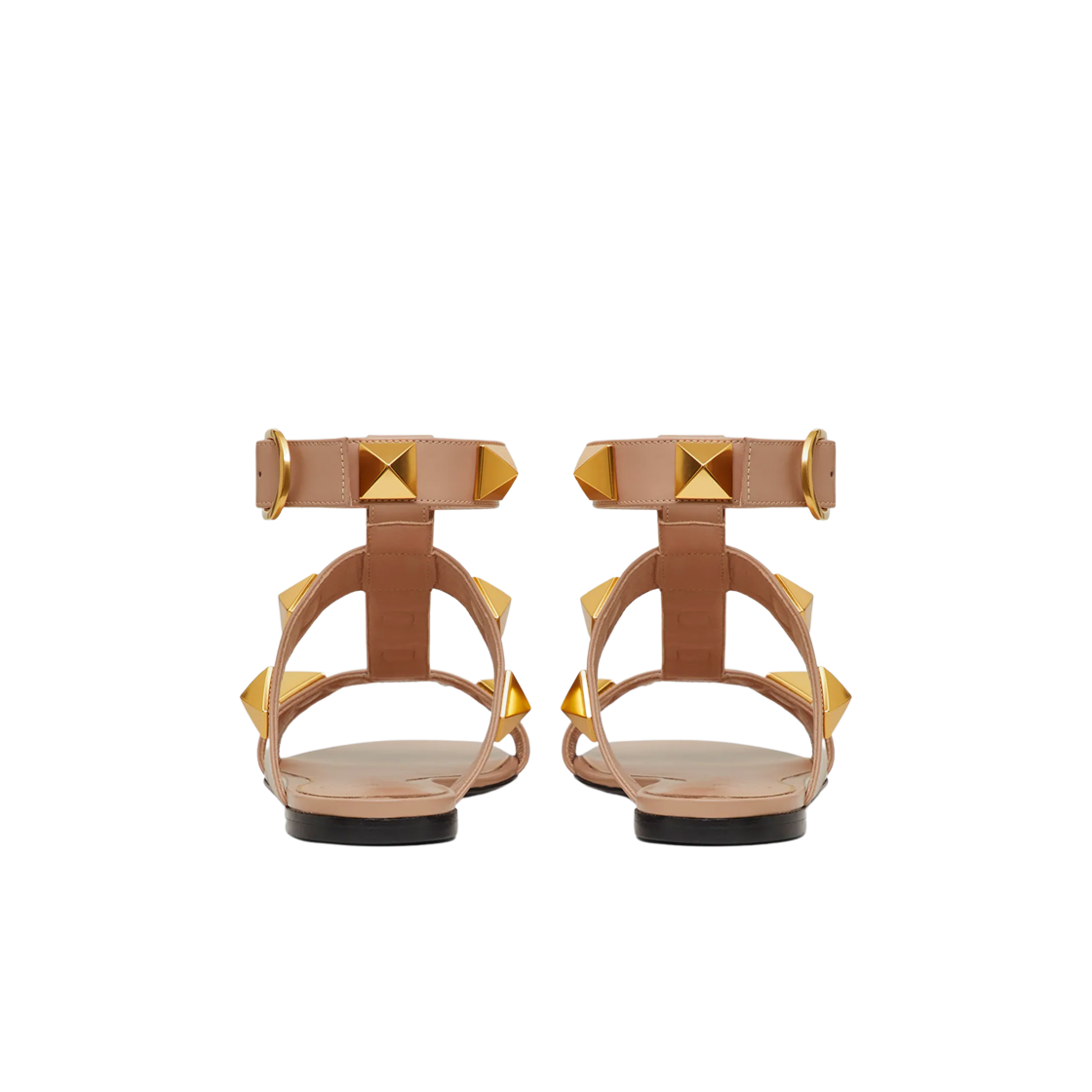 (W) 발렌티노 송아지 가죽 로만 스터드 플랫 샌들 로즈 카넬((W) Valentino Roman Stud Flat Calfskin Sandal Rose Cannelle) - 3
