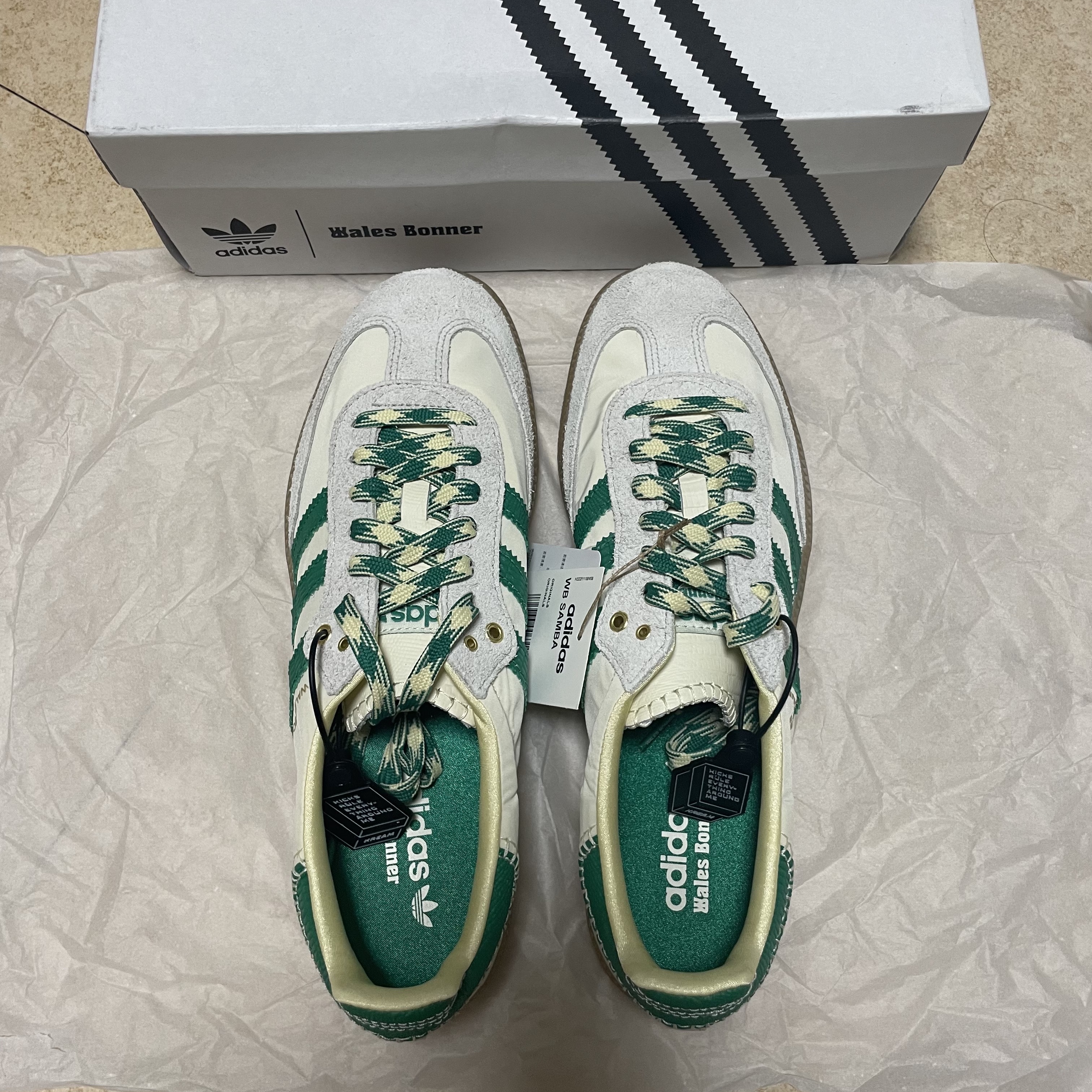 Adidas x Wales Bonner Samba Cream Green 착용 스타일 - 3