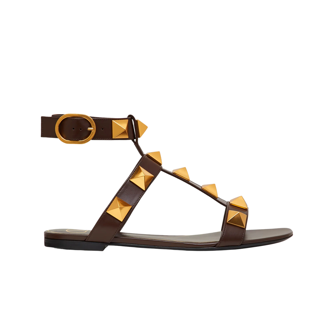 (W) 발렌티노 송아지 가죽 로만 스터드 플랫 샌들 폰덴테((W) Valentino Roman Stud Flat Calfskin Sandal Fondant) - 1
