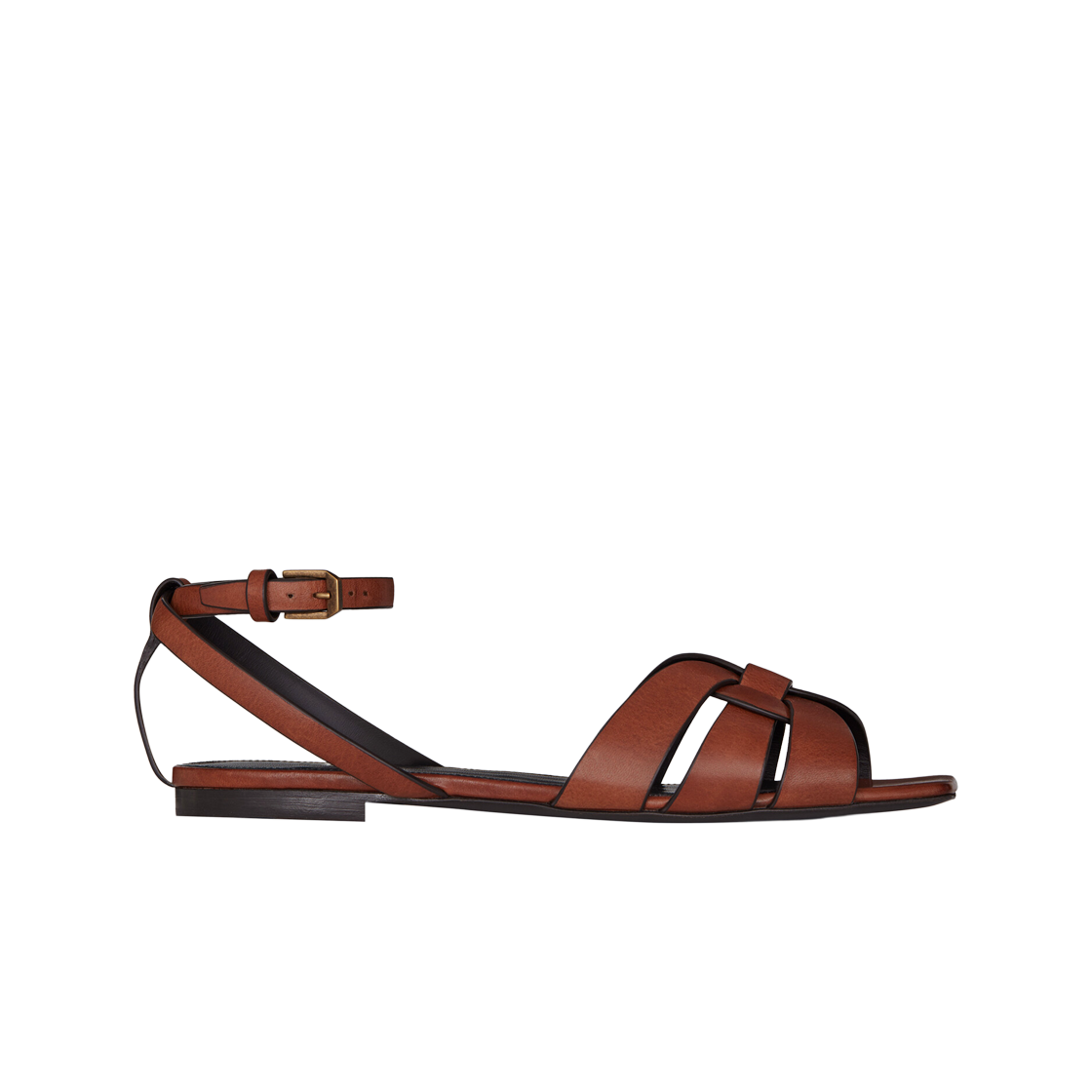 (W) 생로랑 스무스 레더 트리뷰트 플랫 샌들 토피((W) Saint Laurent Tribute Flat Sandal in Smooth Leather Toffee) - 1