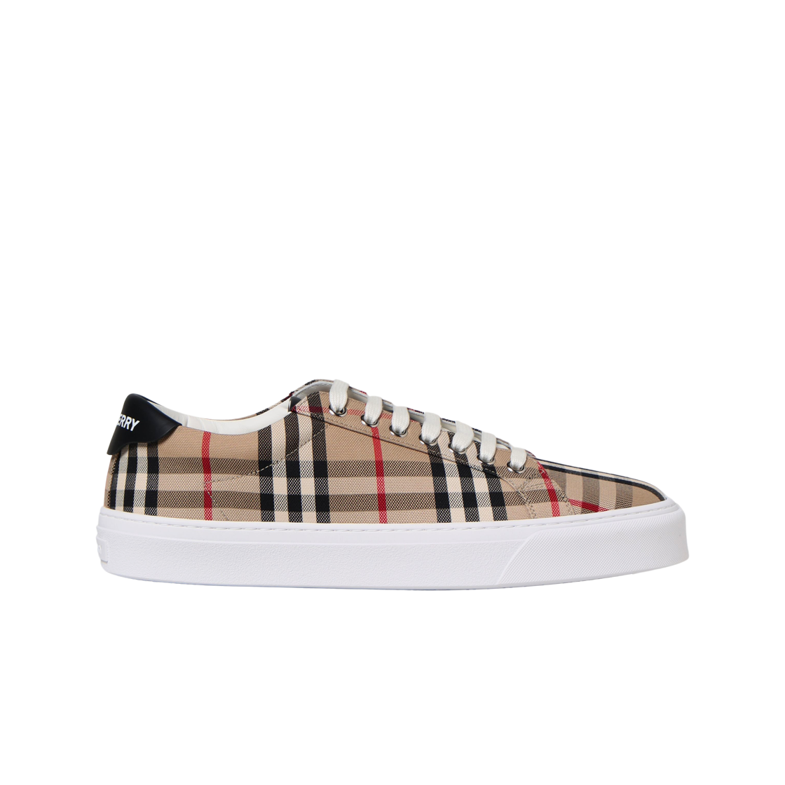 버버리 체크 코튼 레더 스니커즈 아카이브 베이지(Burbbery Check Cotton and Leather Sneakers Archive Beige)