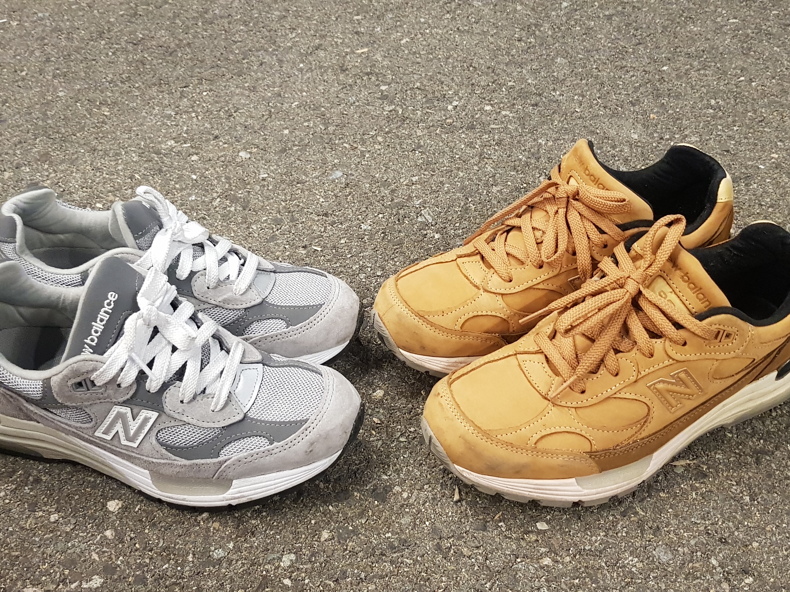 (W) New Balance 993 Made in USA Grey - B Standard, New Balance 992 Made in USA Brown 착용 스타일