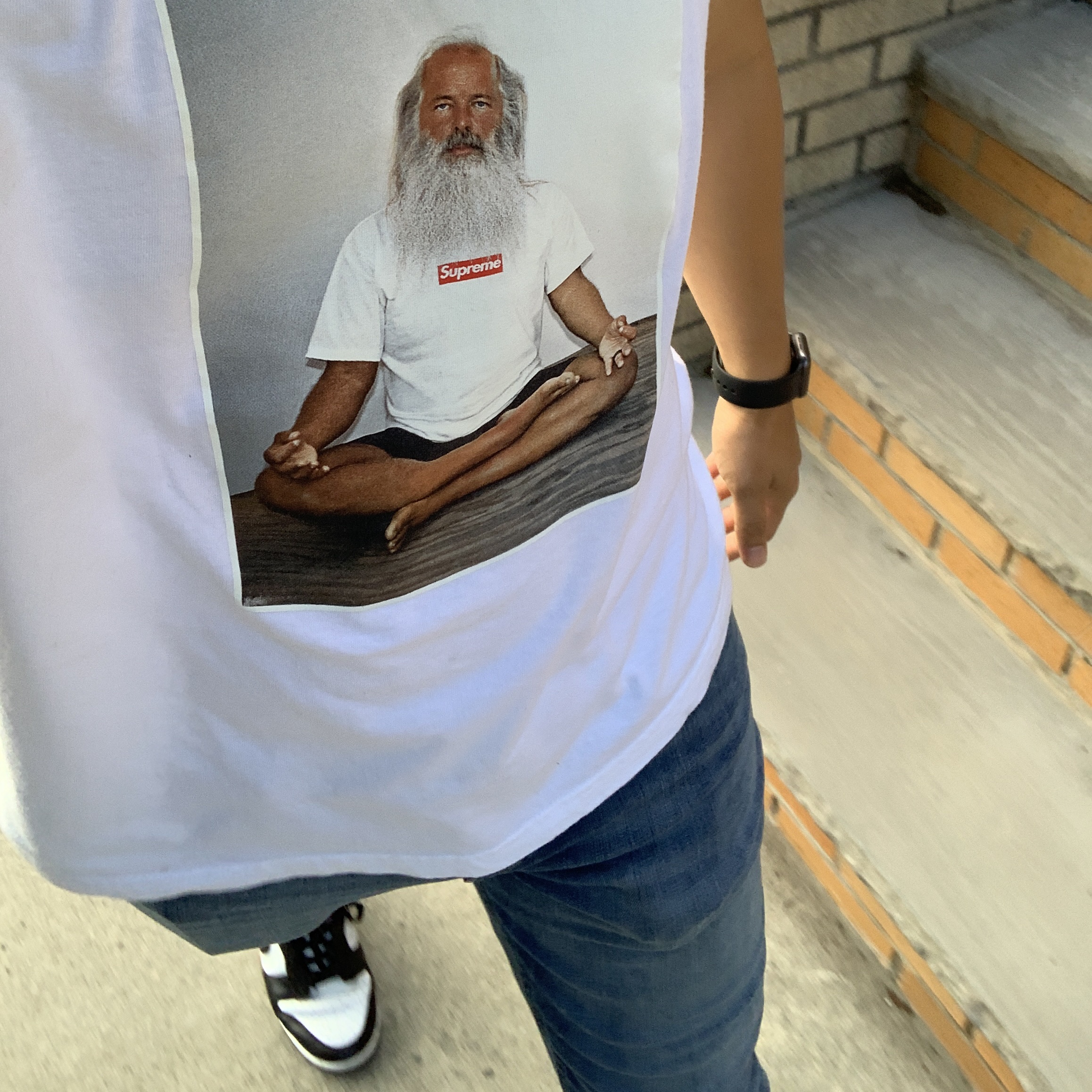 Supreme Rick Rubin T-Shirt White - 21FW, Nike Dunk Low Retro Black 착용 스타일