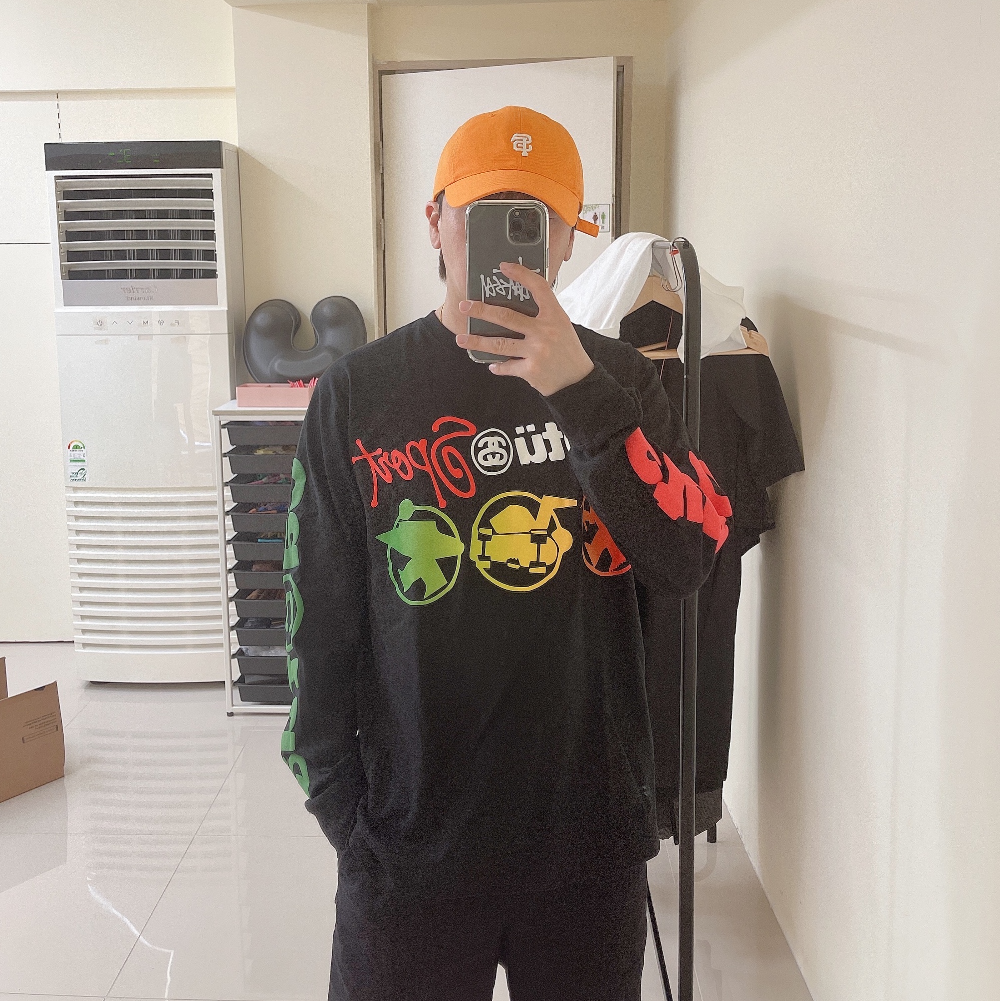 Stussy x Cactus Plant Flea Market Sport LS T-Shirt Black 착용 스타일