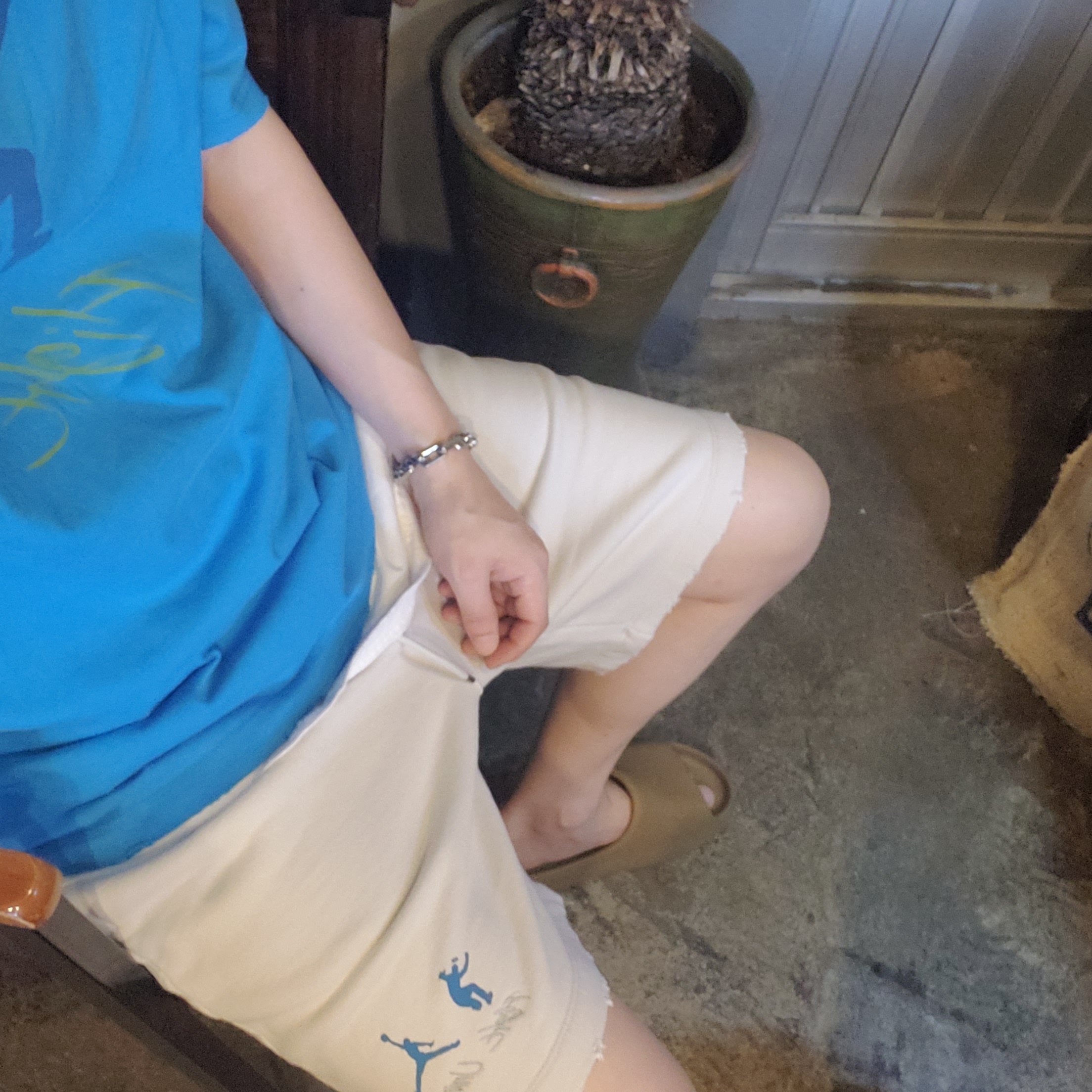 Jordan x Union Fleece Shorts Photon Dust - US/EU, Jordan x Union Graphic T-Shirt Equater Blue - Asia 착용 스타일