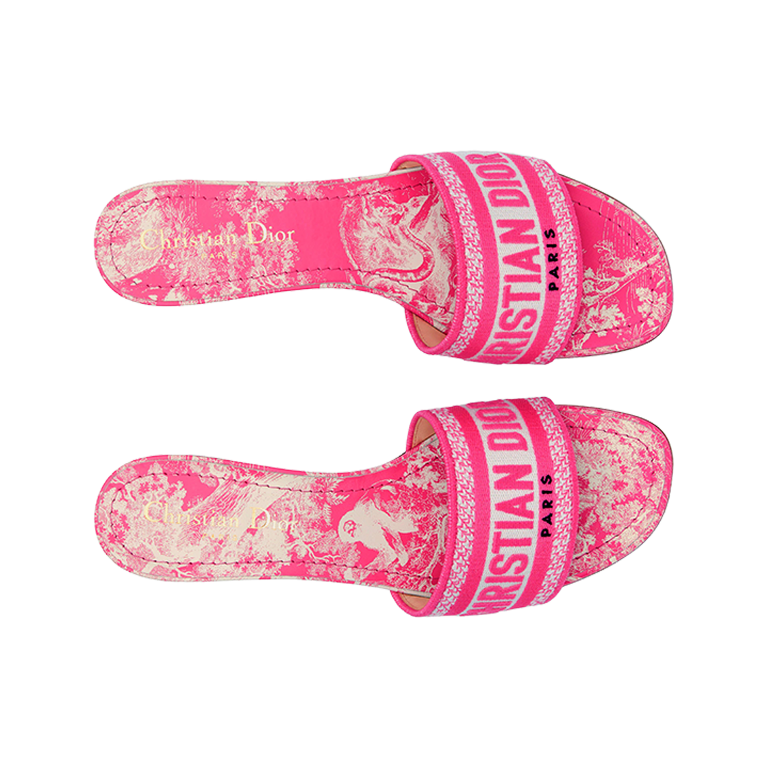 (W) 디올 디웨이 뮬 힐 자수 코튼 브라이트 핑크((W) Dior Dway Mule Heel Embroidered Cotton Bright Pink) - 2