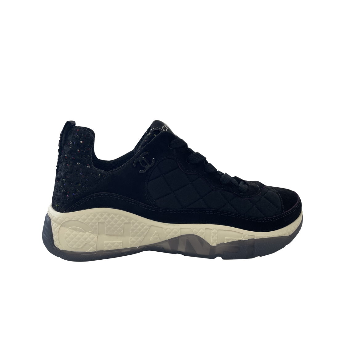 (W) 샤넬 스니커즈 패브릭 트위드 스웨이드 카프스킨 & 블랙 멀티컬러