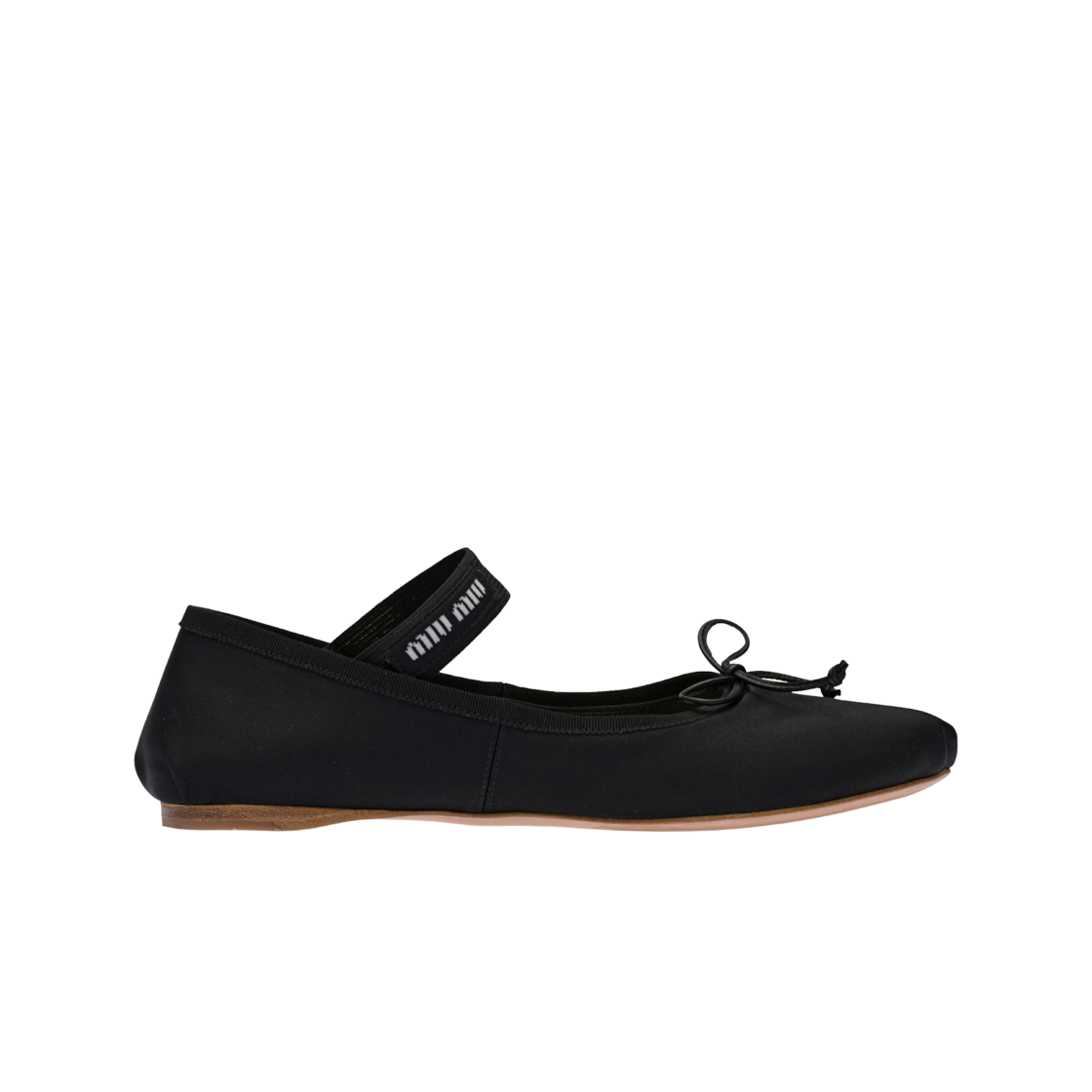 (W) 미우 미우 사틴 발레리나 블랙((W) Miu Miu Satin Ballerinas Black)