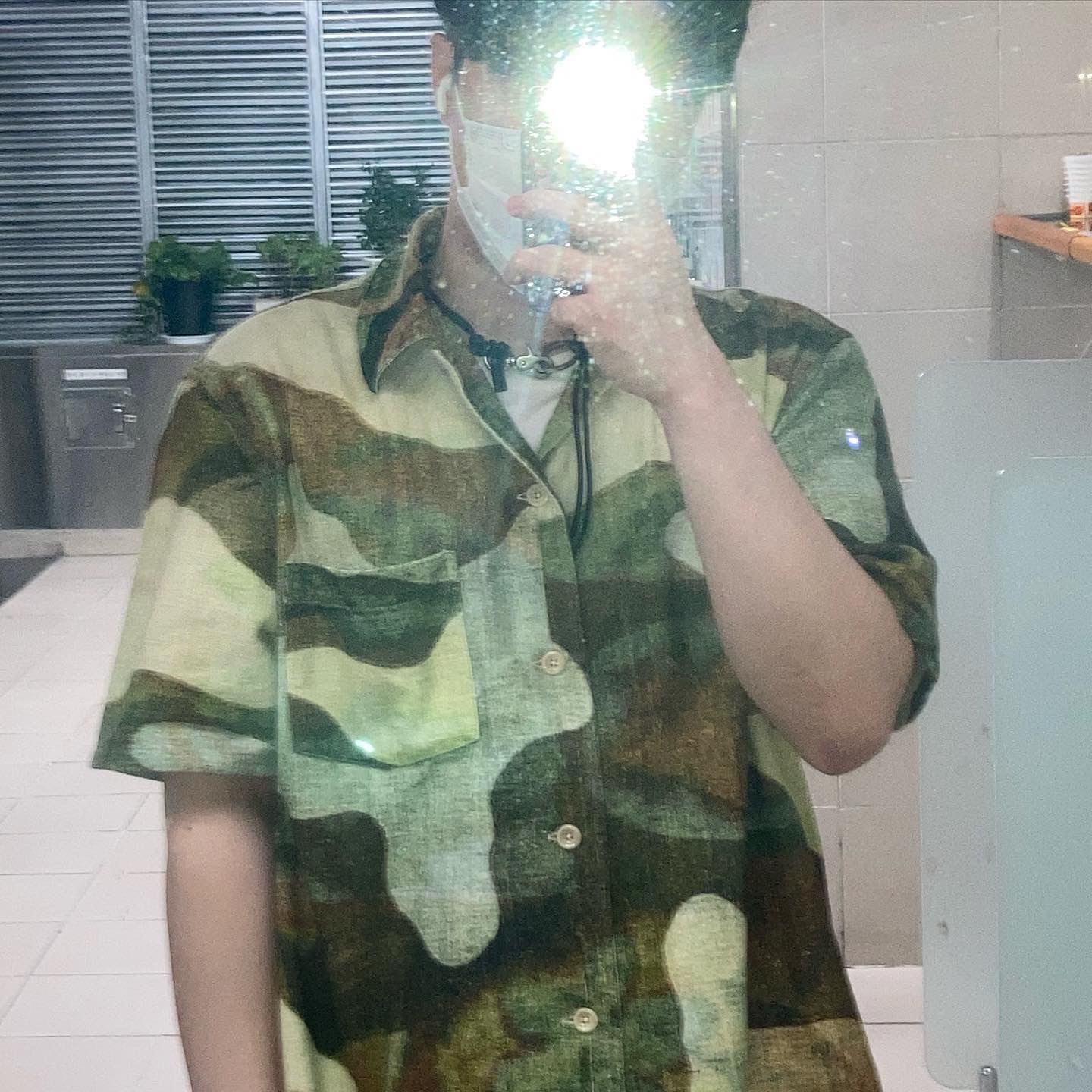 Our Legacy Shortsleeve Box Shirt Camo Print 착용 스타일