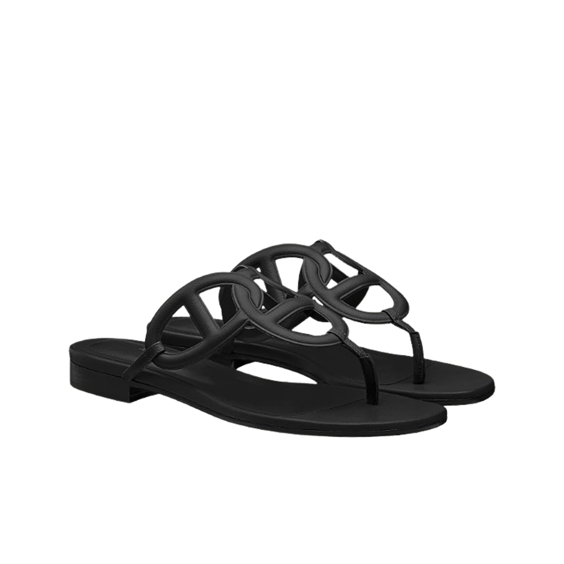 H202182Z02 (W) Hermes Beach Sandal Nappa & Noir - #2