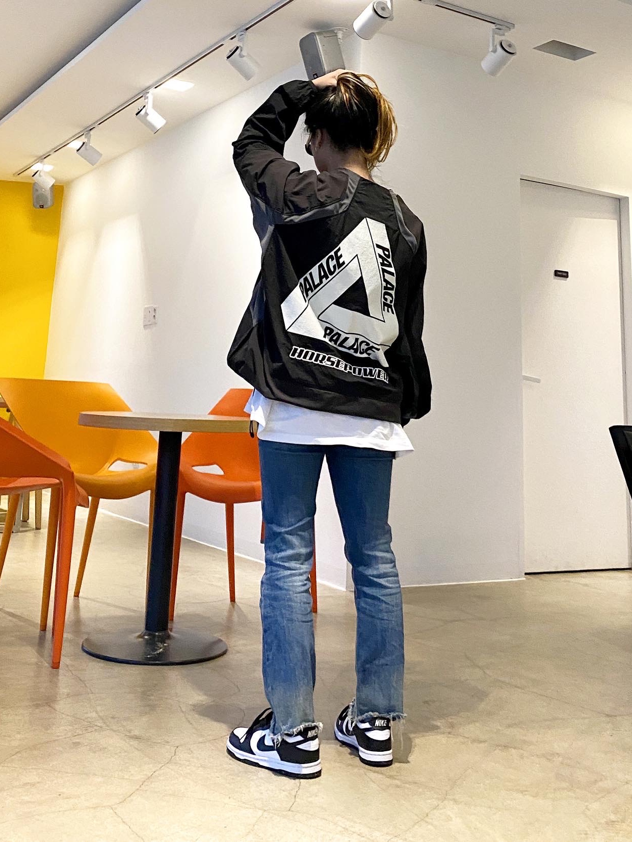 Palace Horsepower Crew Black - 20SS, (W) Nike Dunk Low Black 착용 스타일 - 3
