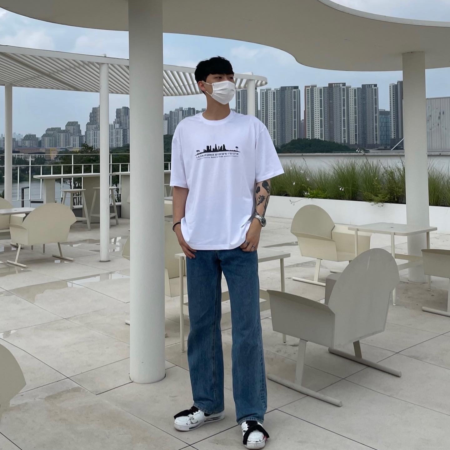 Nike x Peaceminusone Air Force 1 Low Para-Noise 2.0 착용 스타일