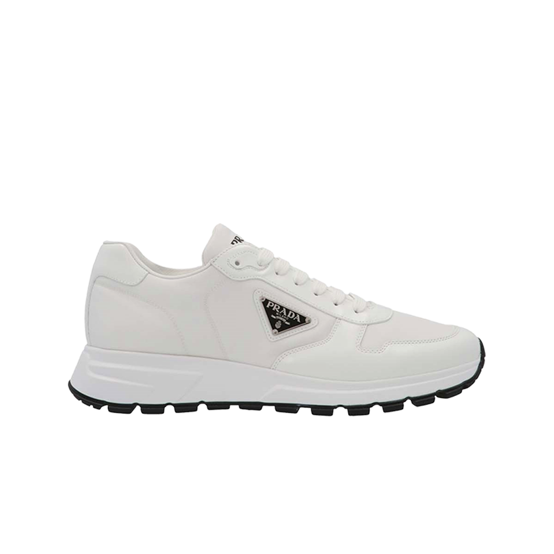 프라다 프락스 01 리나일론 & 브러쉬드 레더 스니커즈 화이트 블랙(Prada PRAX 01 Re-Nylon & Brushed Leather Sneakers White Black)