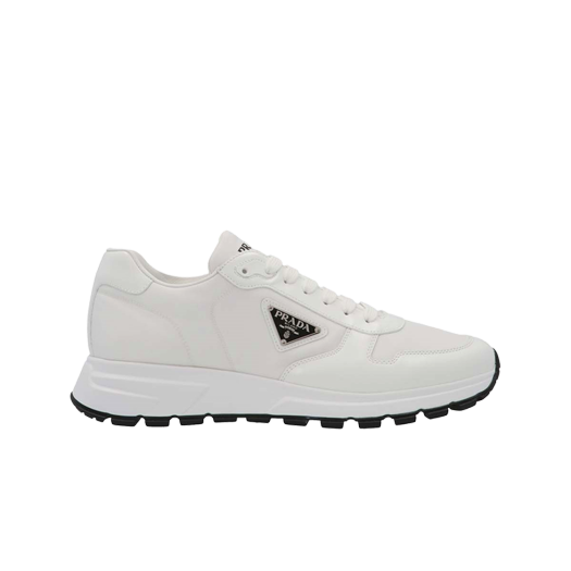 Prada PRAX 01 Re-Nylon & Brushed Leather Sneakers White Black